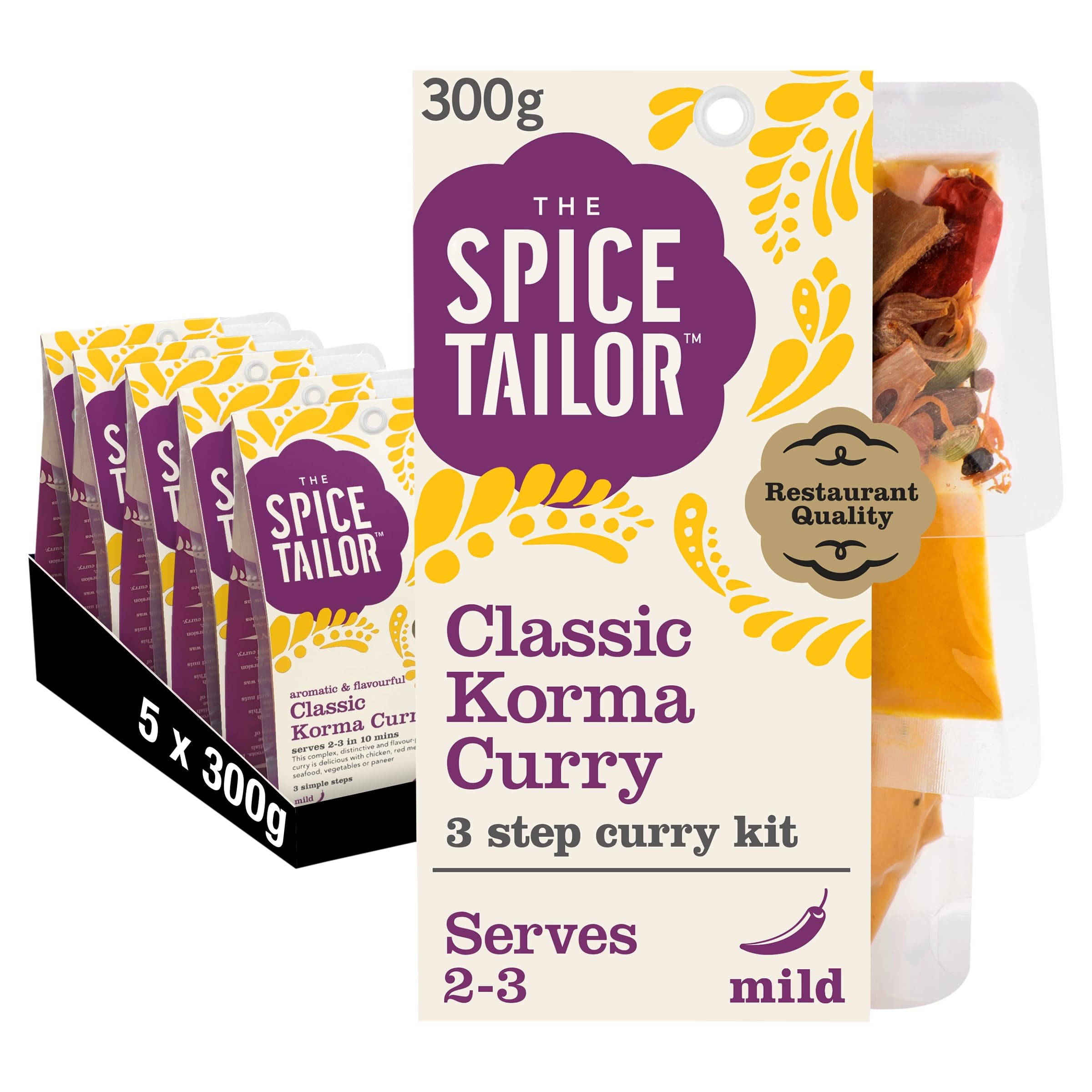 The Spice Tailor Classic Korma Curry Sauce Meal Kit - Mild & Aromatic | Serves 2-3 | 300g