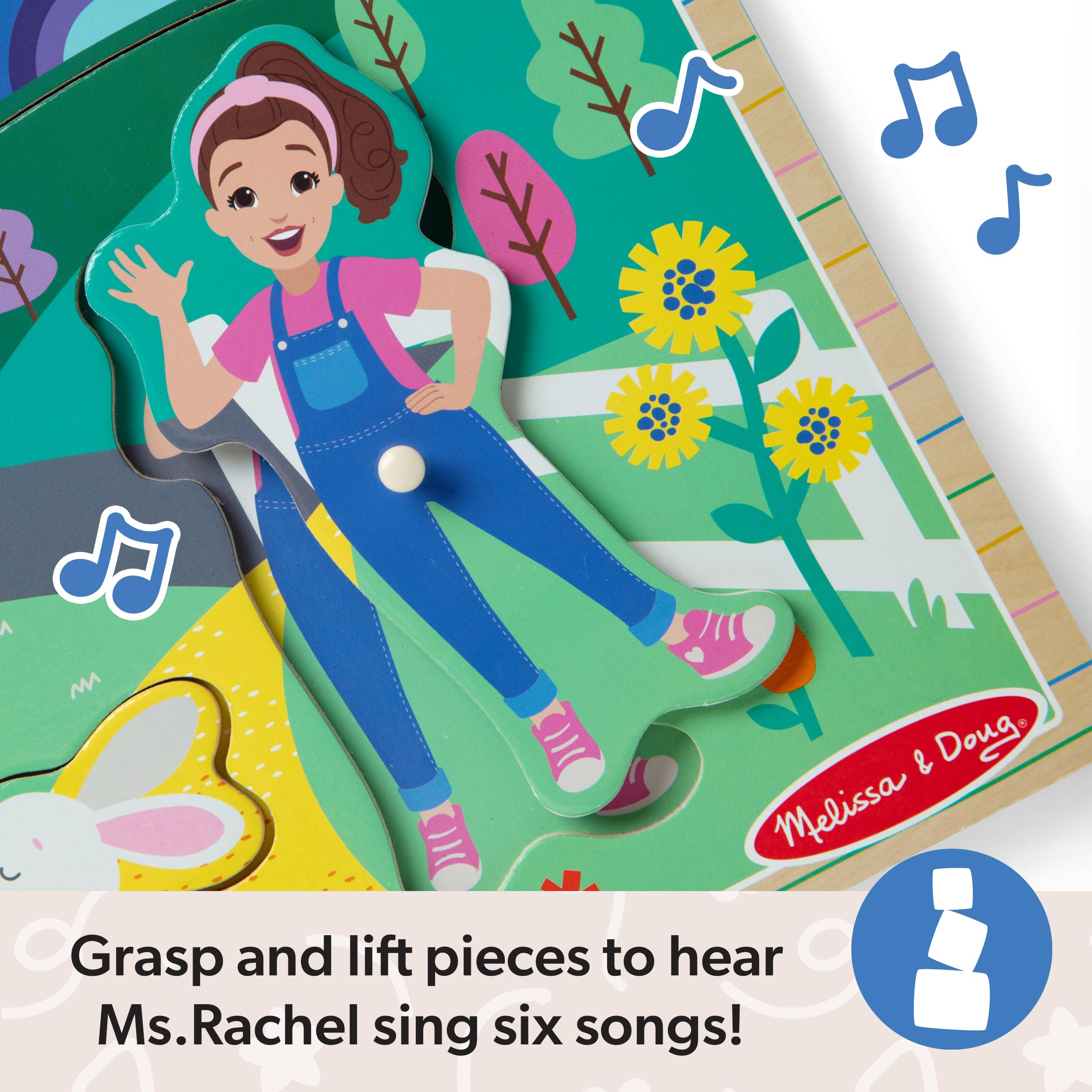 Melissa & Doug Ms. Rachel Wooden Song Peg Puzzle - Light-Activated Sound | Ages 2+ 7