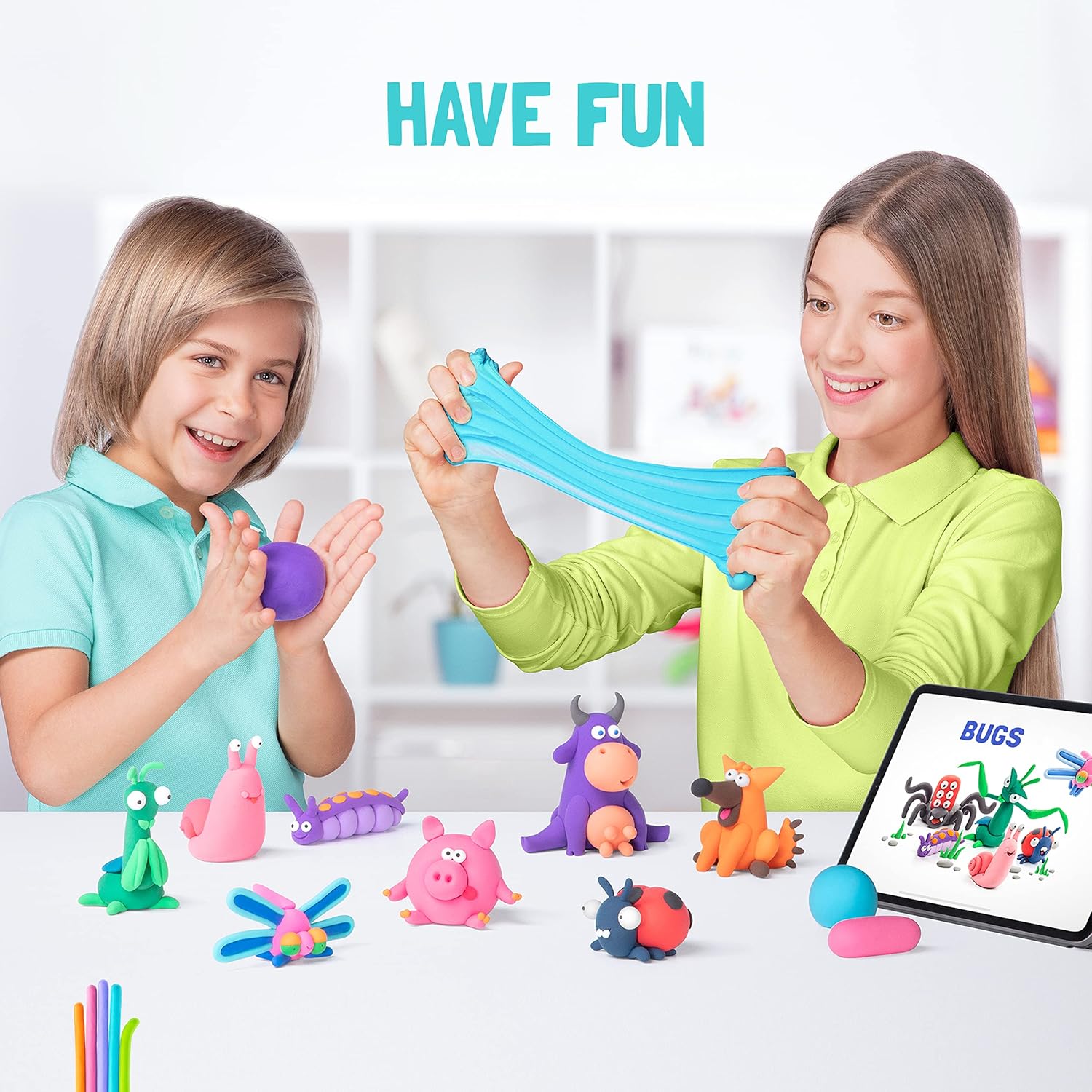 Hey Clay Aliens Set - Air Dry Modeling Clay for Kids - Creative Arts & Crafts Play 6
