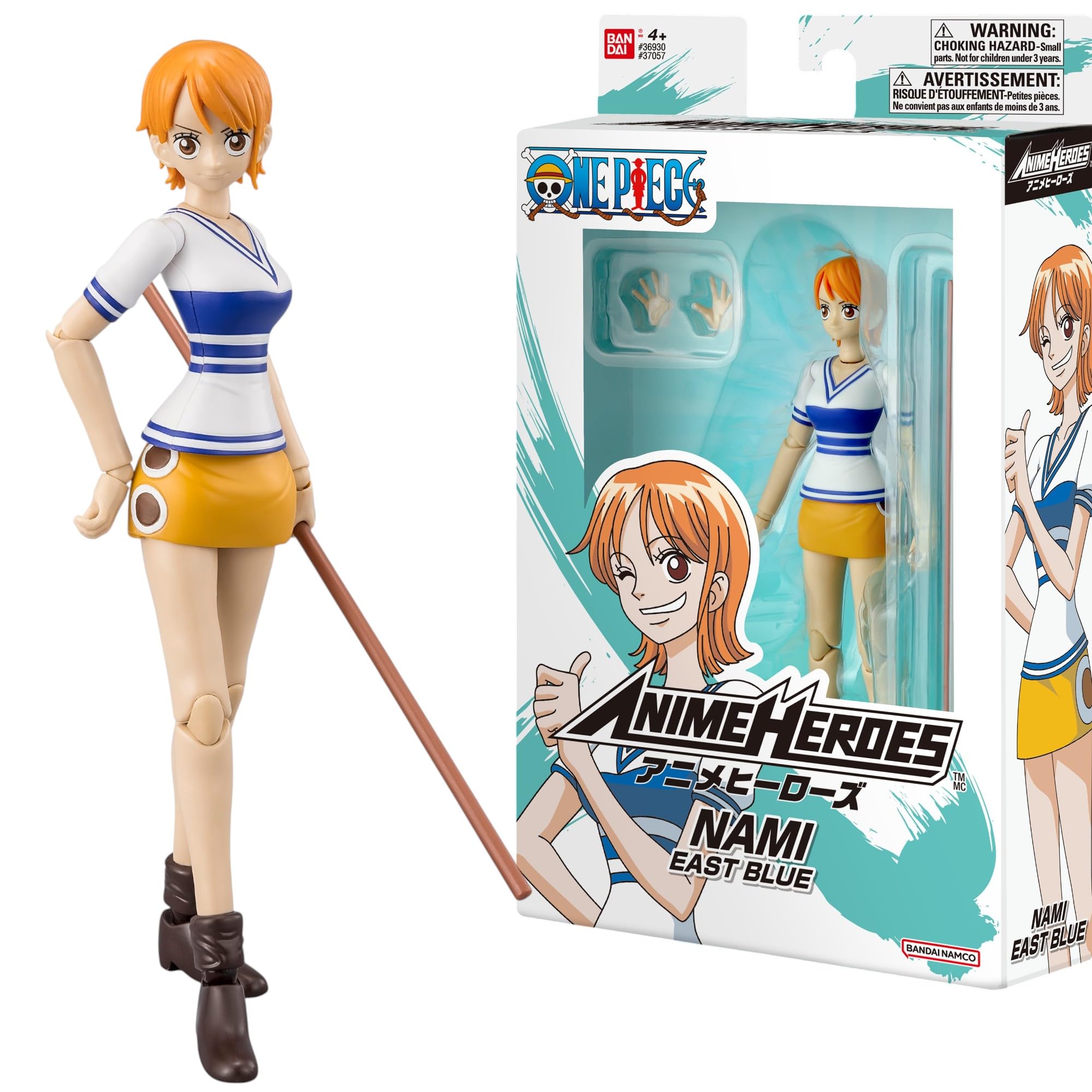 BANDAI Anime Heroes Nami Action Figure - 17cm, East Blue Appearance, Includes Accessories 1