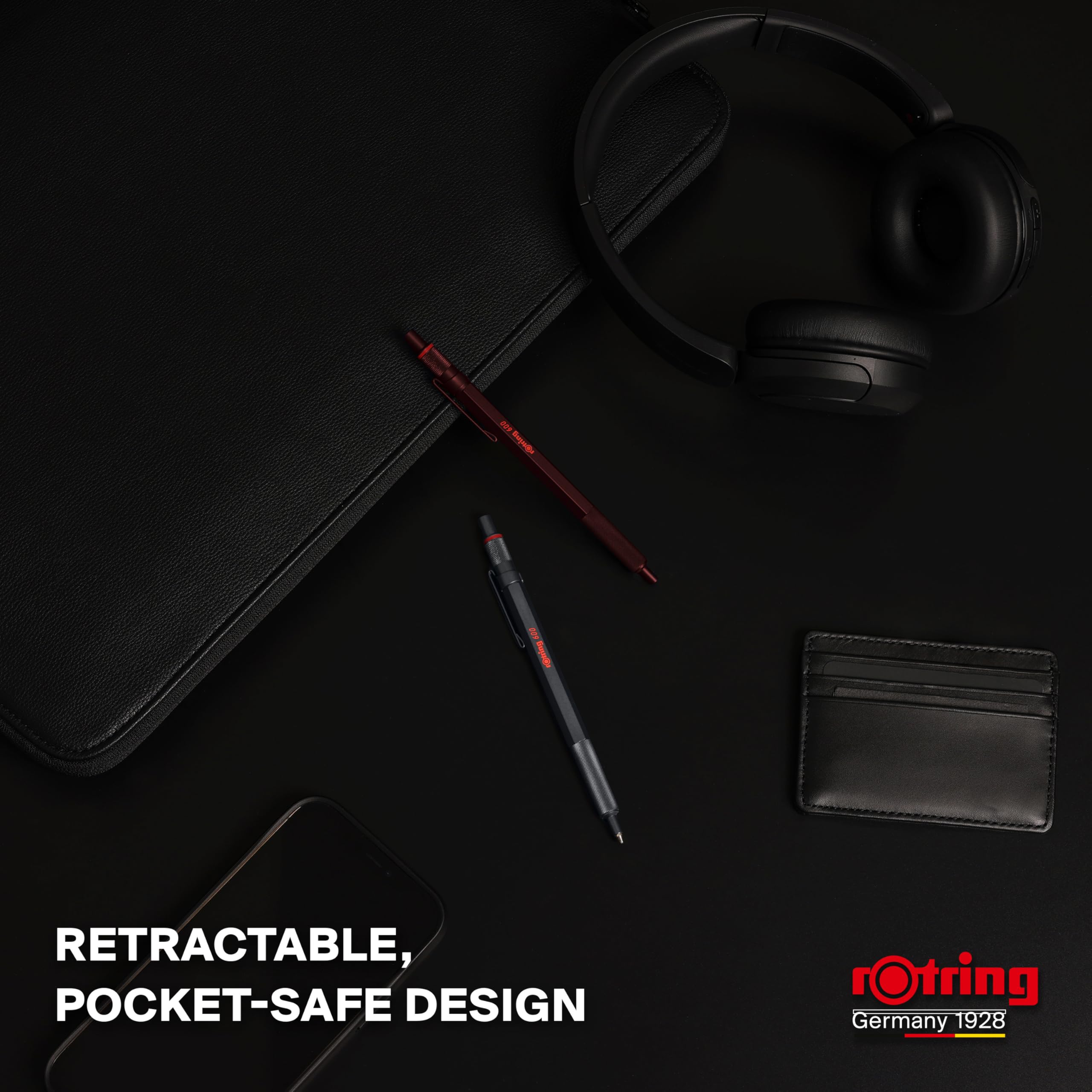 rOtring 600 Ballpoint Pen - All-Metal Body | Medium Point Black Ink | Knurled Grip 7