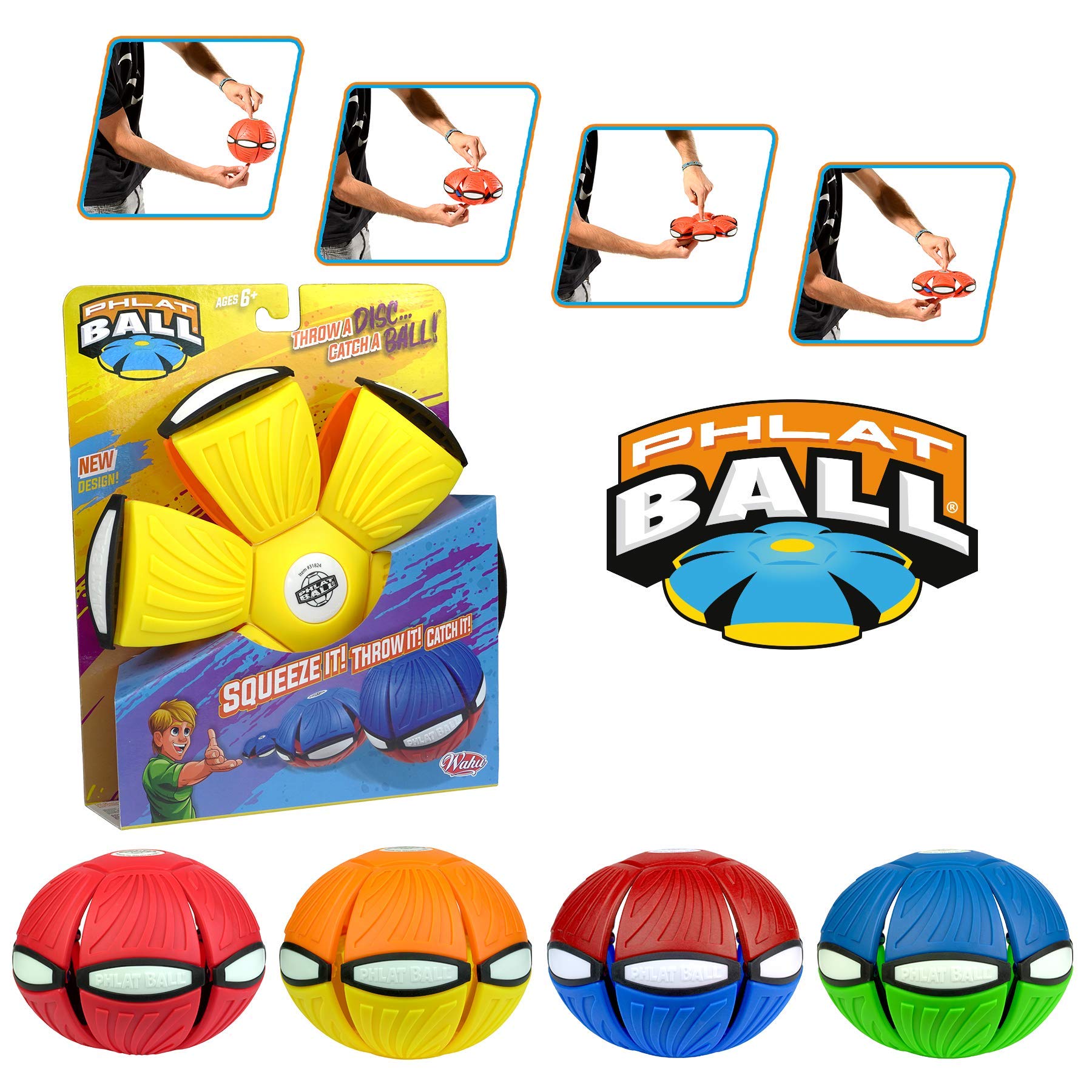 Phlat Ball Transforming Toy - Disc to Ball Action | Ages 5+ | Red Plastic 9