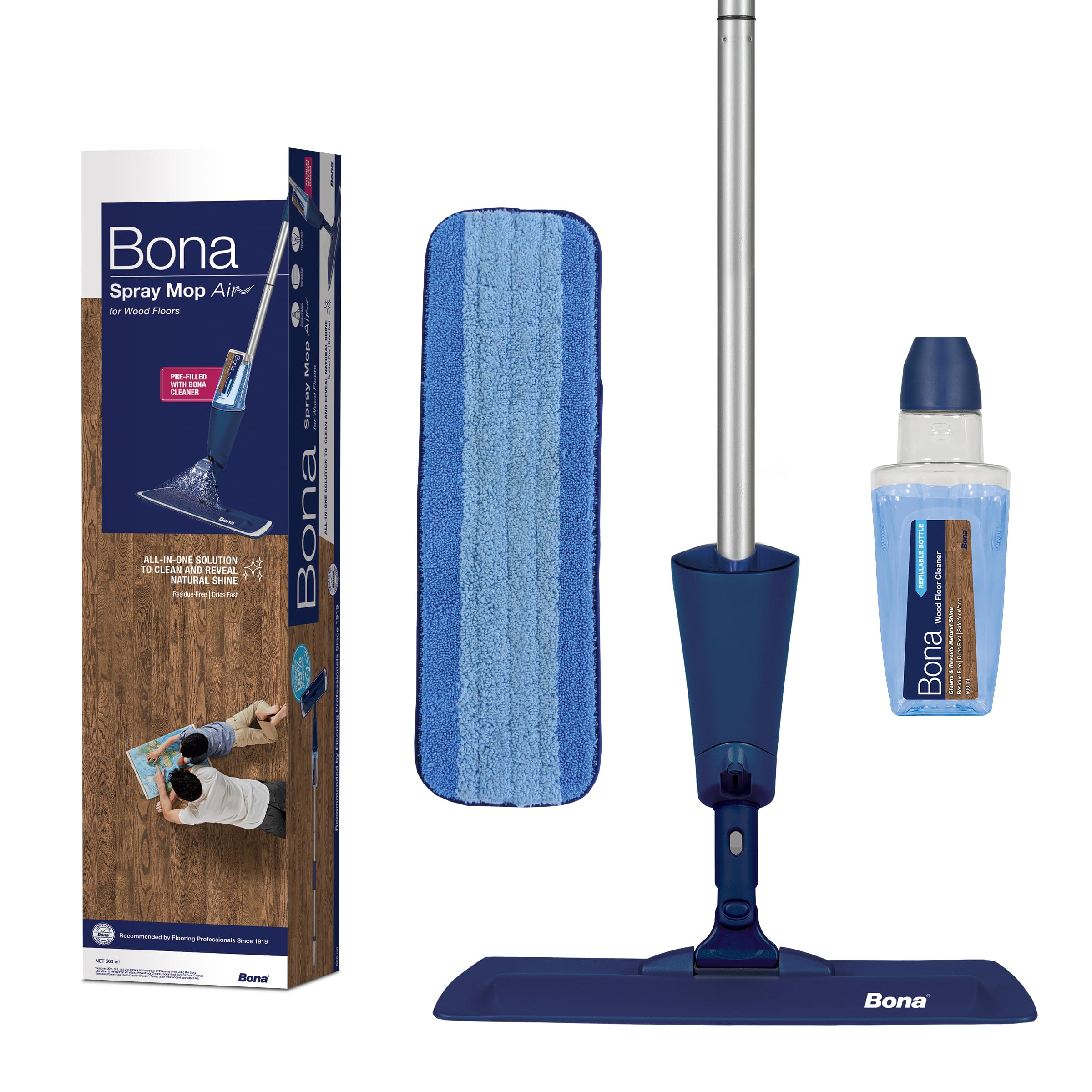 Bona Spray Mop Air Kit for Wood Floors | Lightweight & Compact | Includes 500ml Cleaner