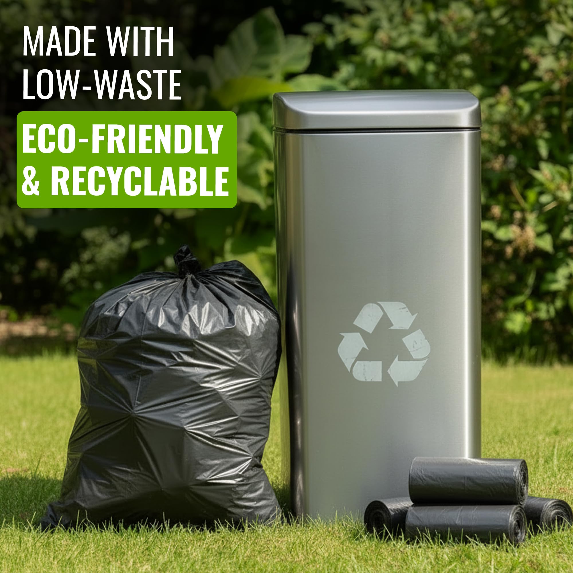 EcoBag Heavy Duty Refuse Sacks - 50 Pack, 70L Capacity, Made with 98% Recycled Plastic 6