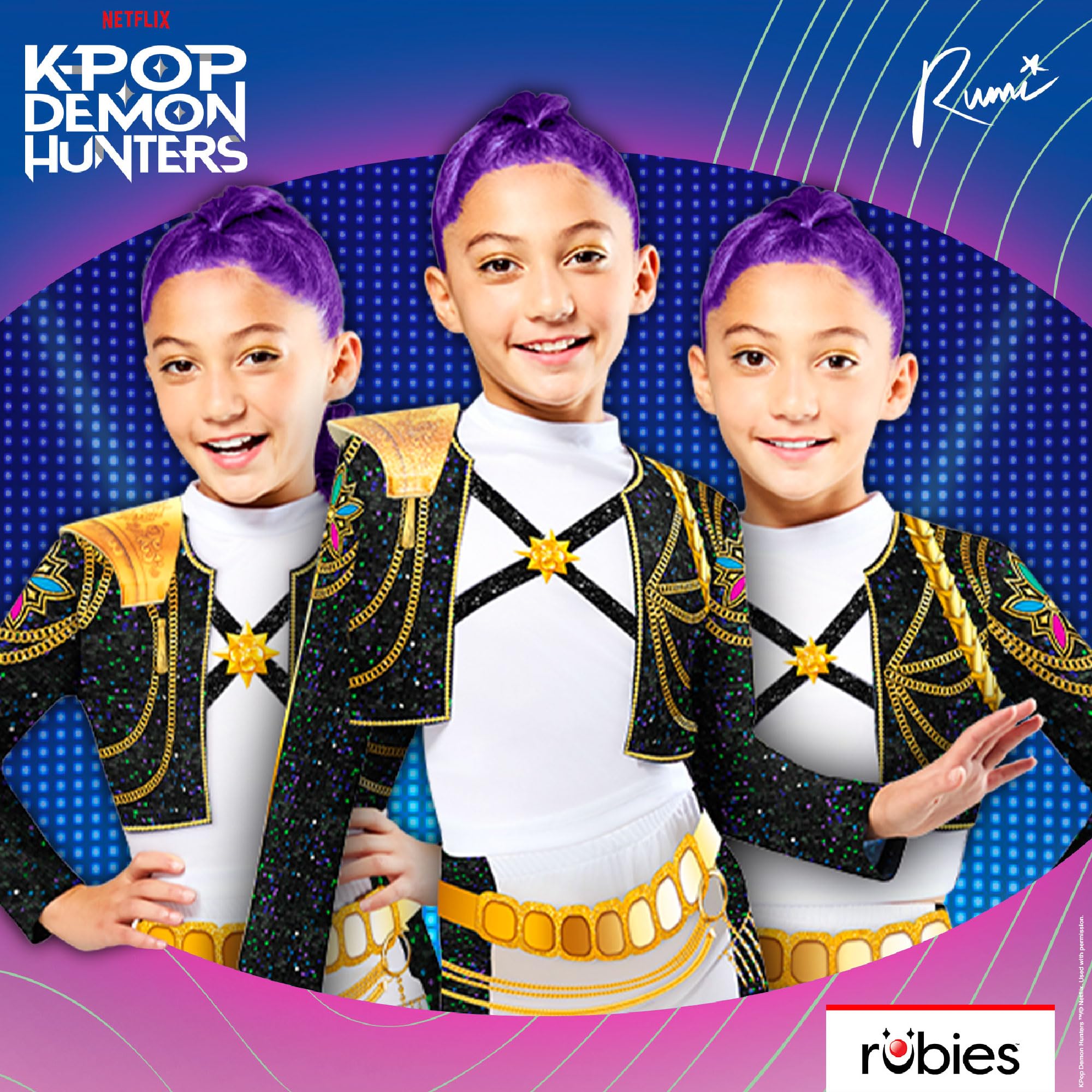 Rubies K-Pop Demon Hunters Rumi Golden Hybrid Child Costume - Size 7-8 Years | Polyester 7