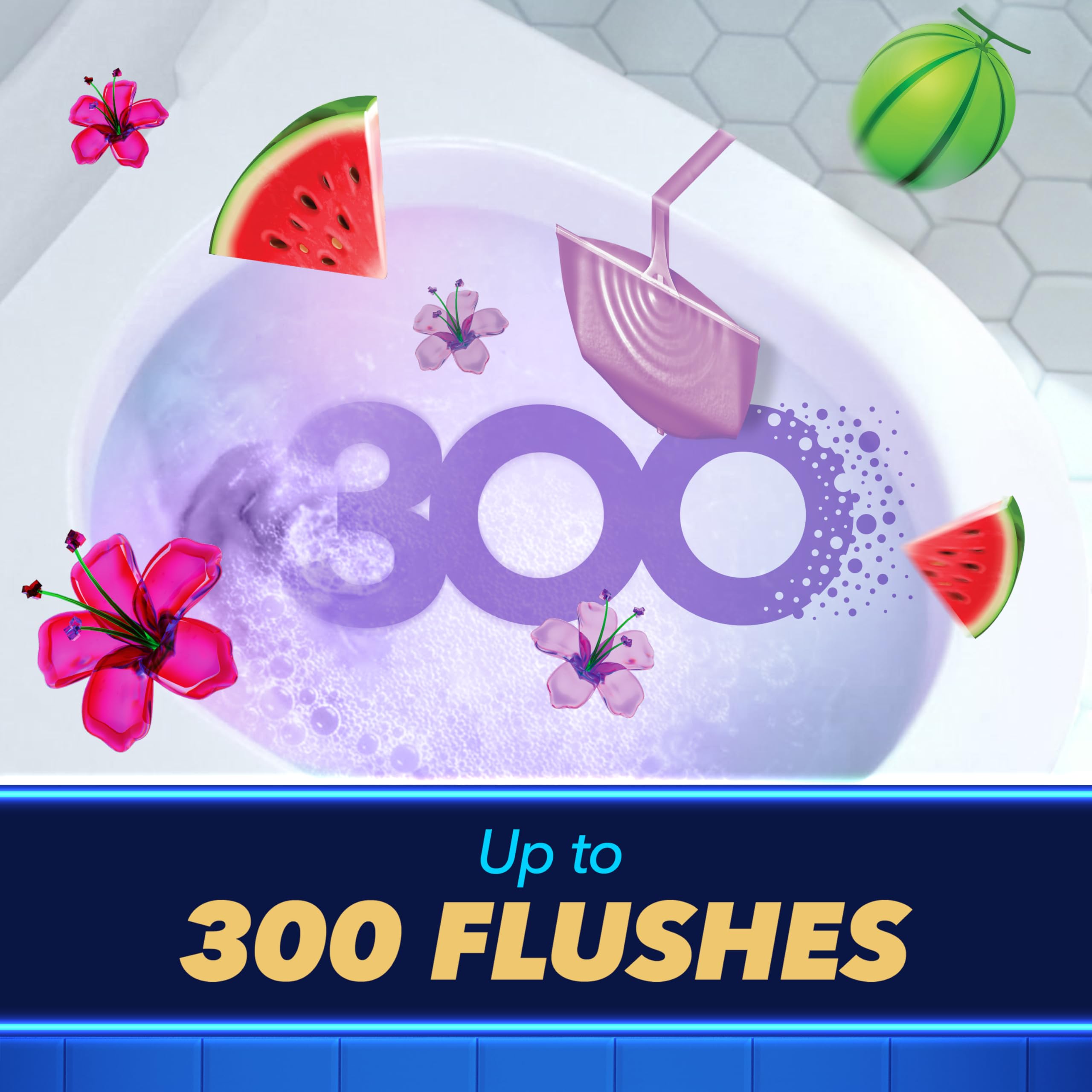 DUCK Colouring Toilet Rim Block - Watermelon Whirlwind Foaming Cleaner | Lasts up to 300 Flushes 5