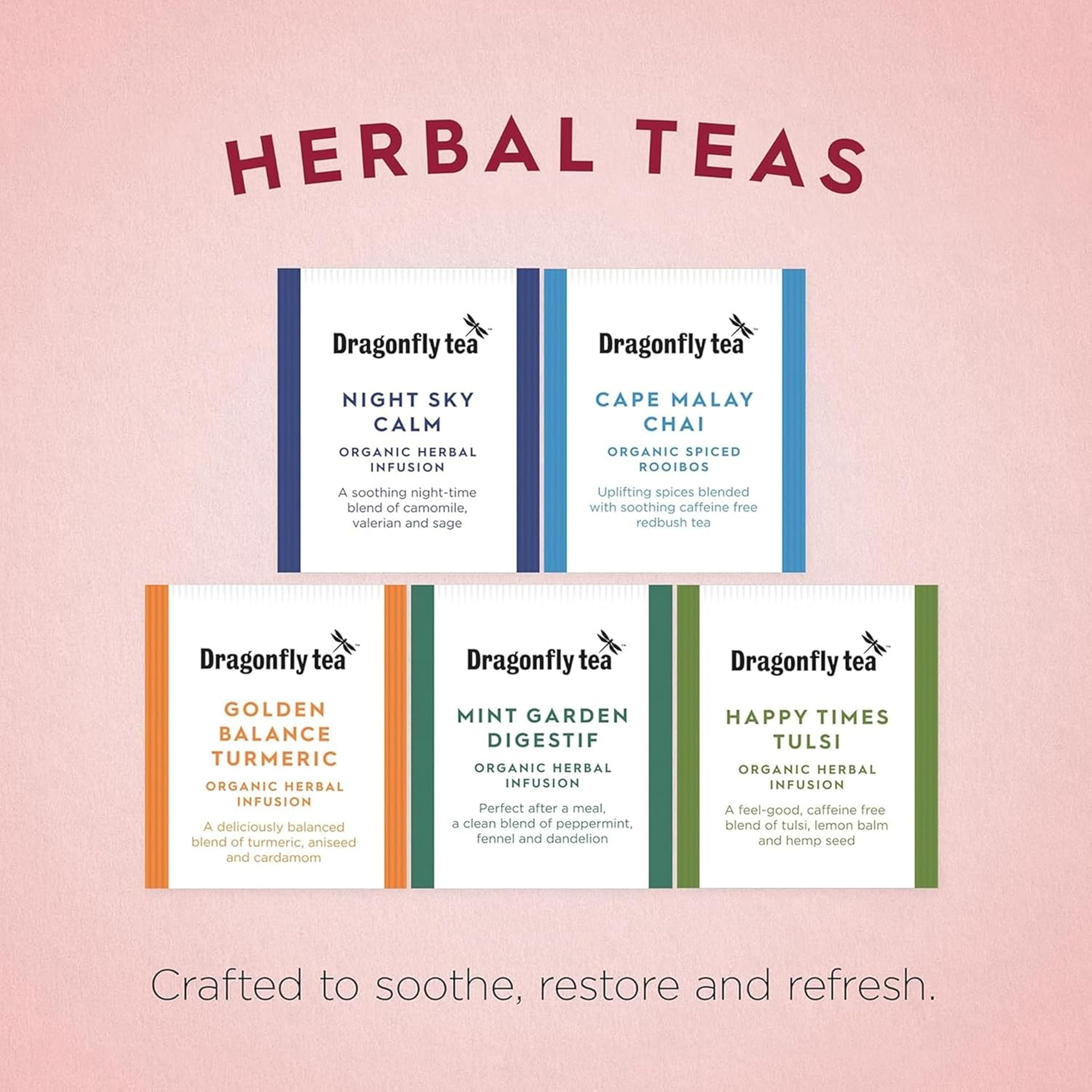 Dragonfly Tea Organic Herbal Tea Gift Collection - 30 Teabags | Relaxation, Stress Relief, Digestion Support 3