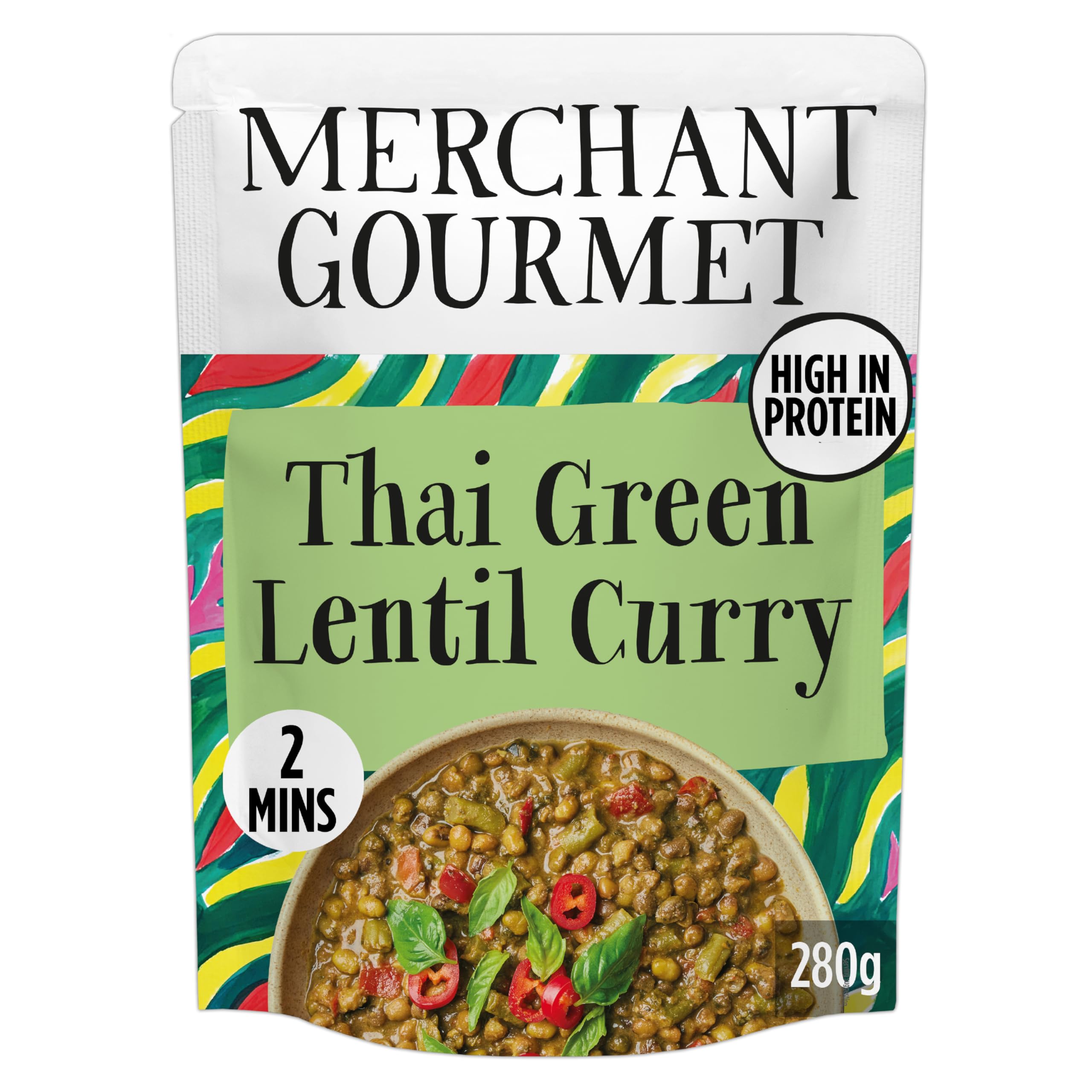 Merchant Gourmet Ready-to-Eat Thai Green Lentil Curry with Lemongrass | 6 x 280g Pouches | High Protein & Fibre