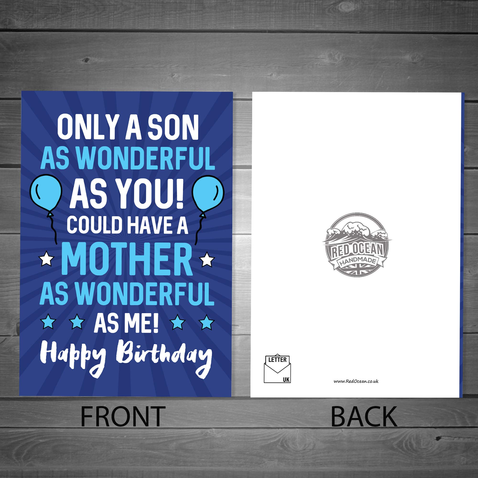 RED OCEAN Funny Birthday Card For Son - Humorous Design | A6 Size | 300gsm Card 3