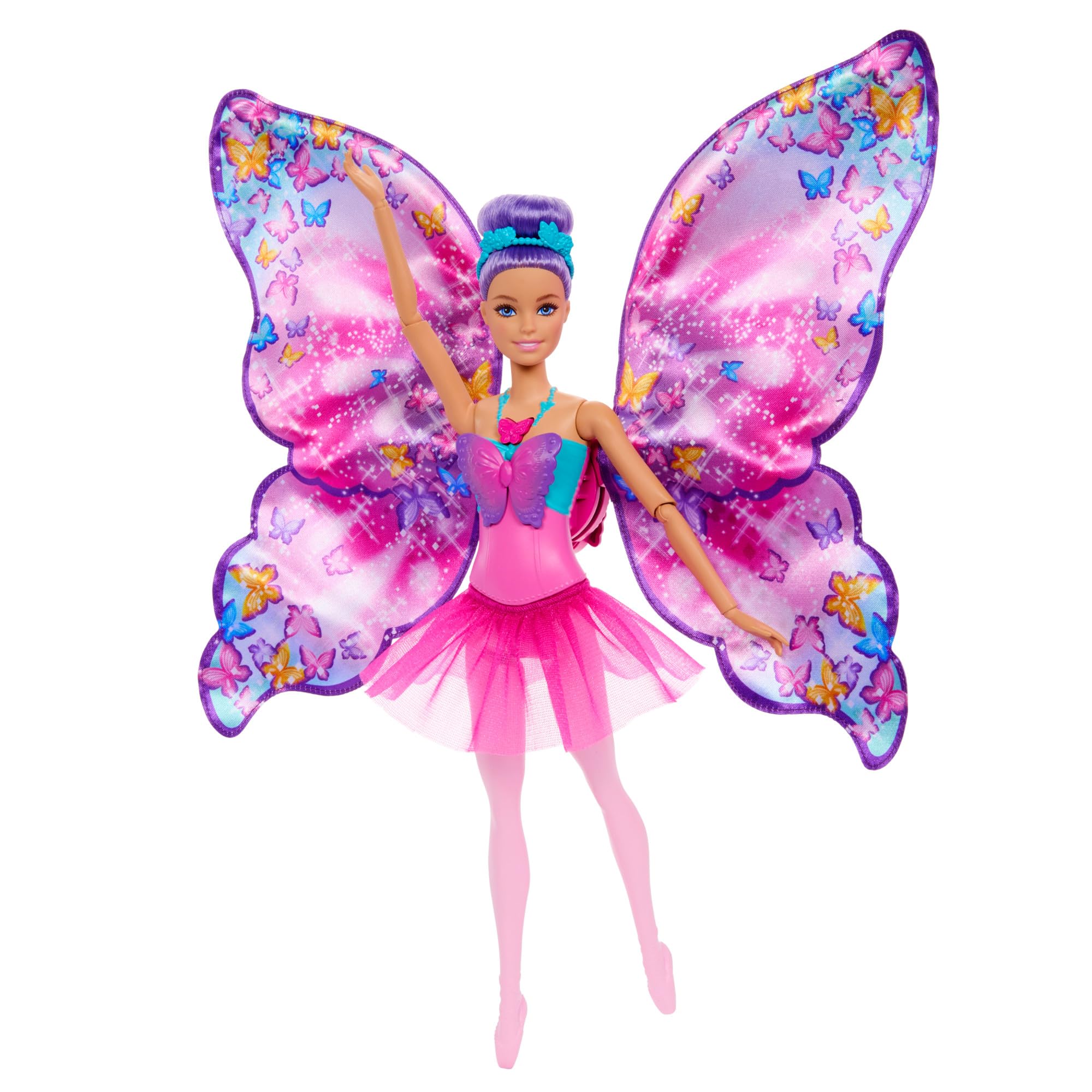 Barbie Dance and Flutter Doll HXJ10 - 2-in-1 Transformation, Purple Hair, Removable Tutu | Ages 3+