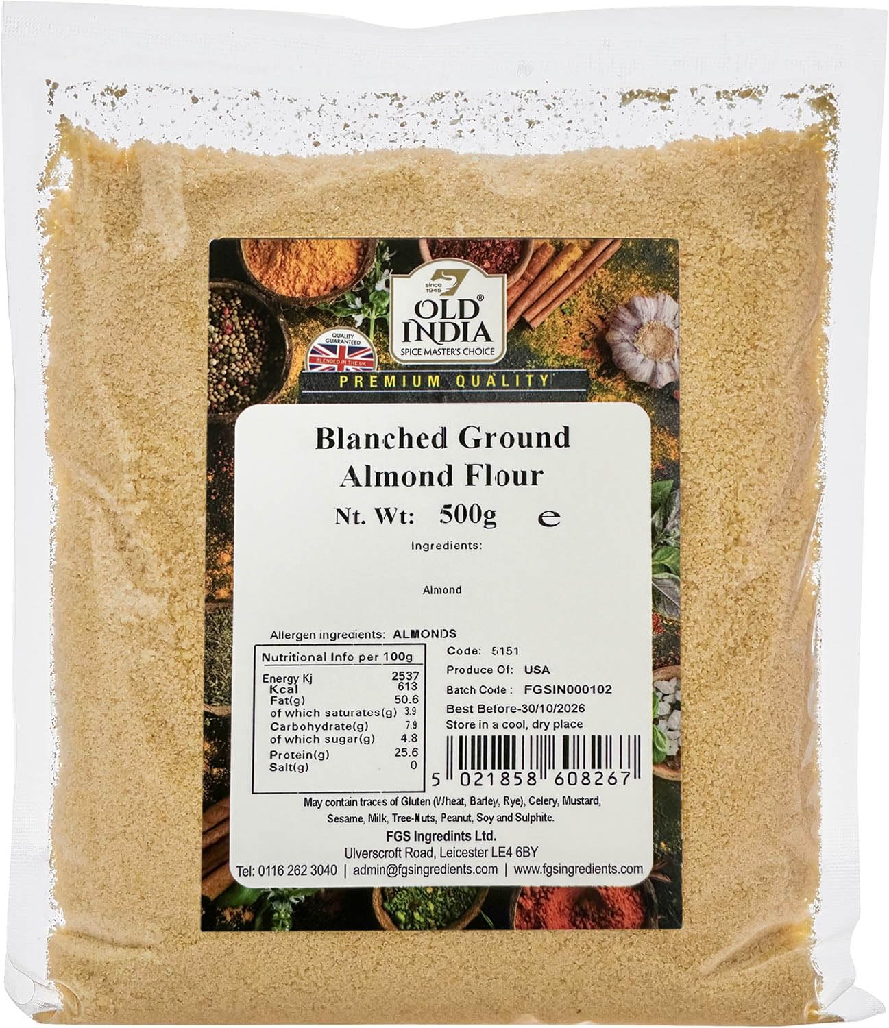 Old India Blanched Ground Almond Flour - 100% Natural, Additive Free | 500g 1
