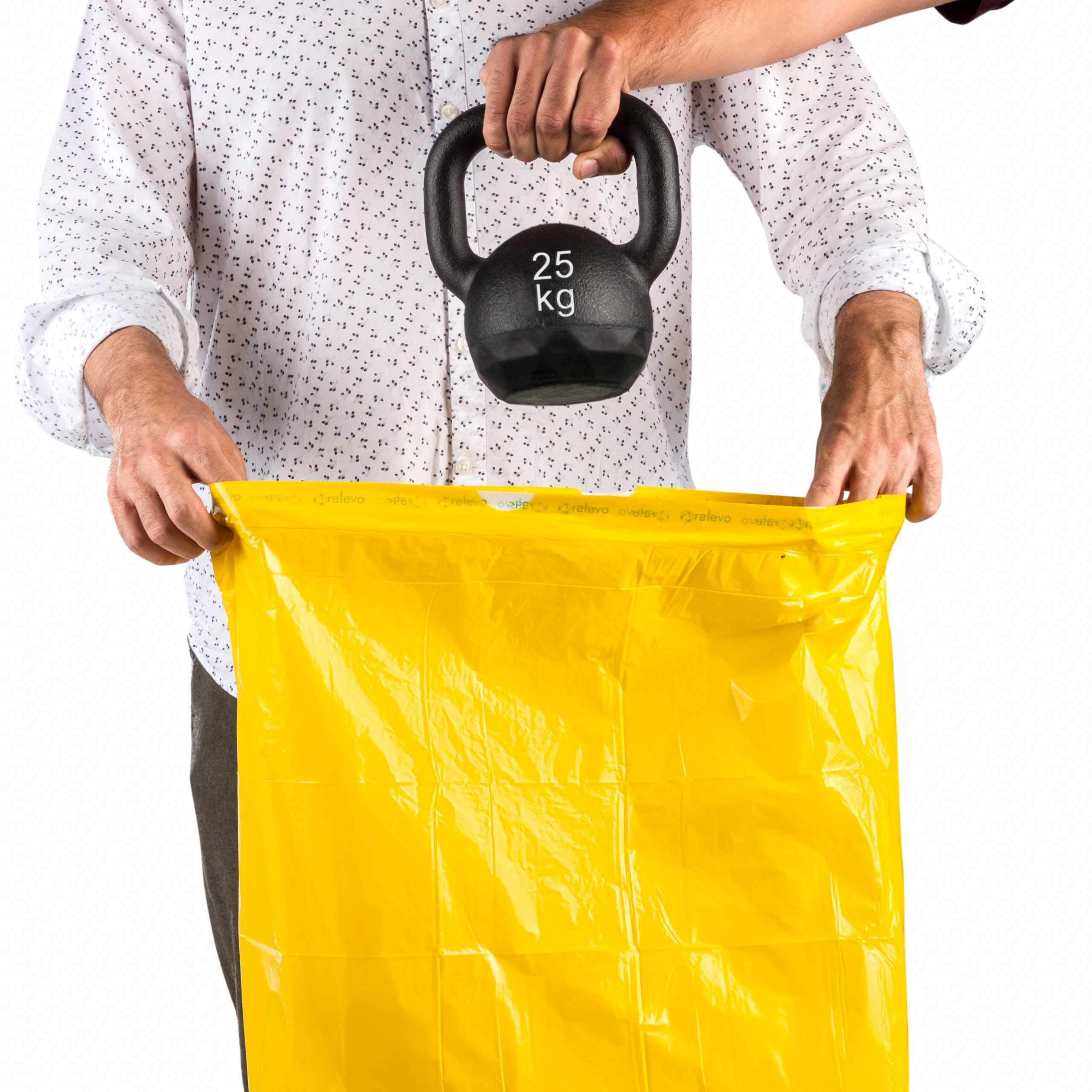 Relevo Yellow Drawstring Bin Bags - 30L (15 Count) | 100% Recycled Plastic | Made in Spain 5
