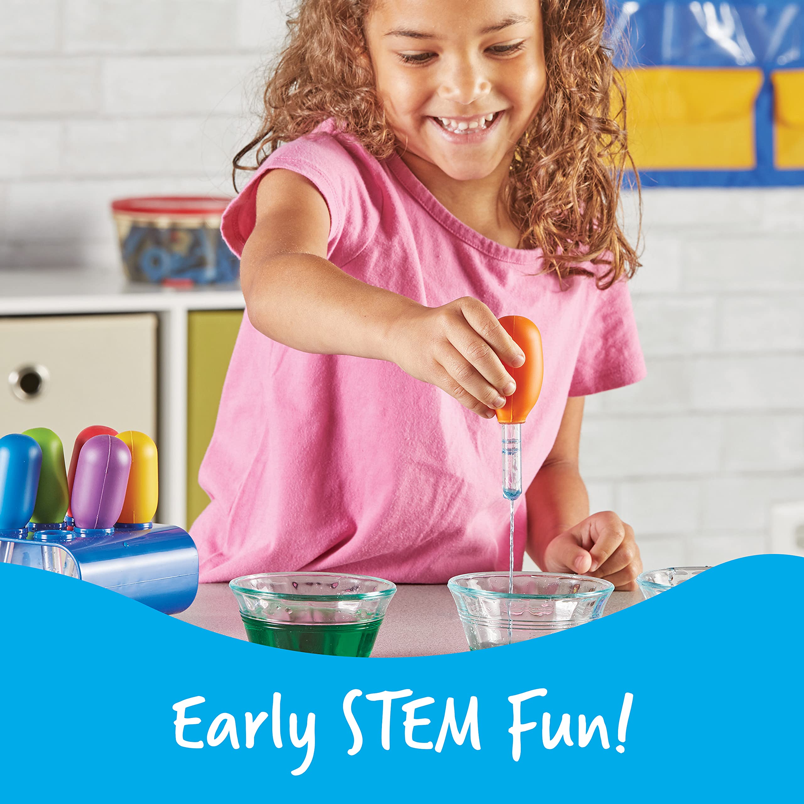 Learning Resources Jumbo Colorful Eyedroppers - Set of 6 with Stand | Ages 3+ | Motor Skills