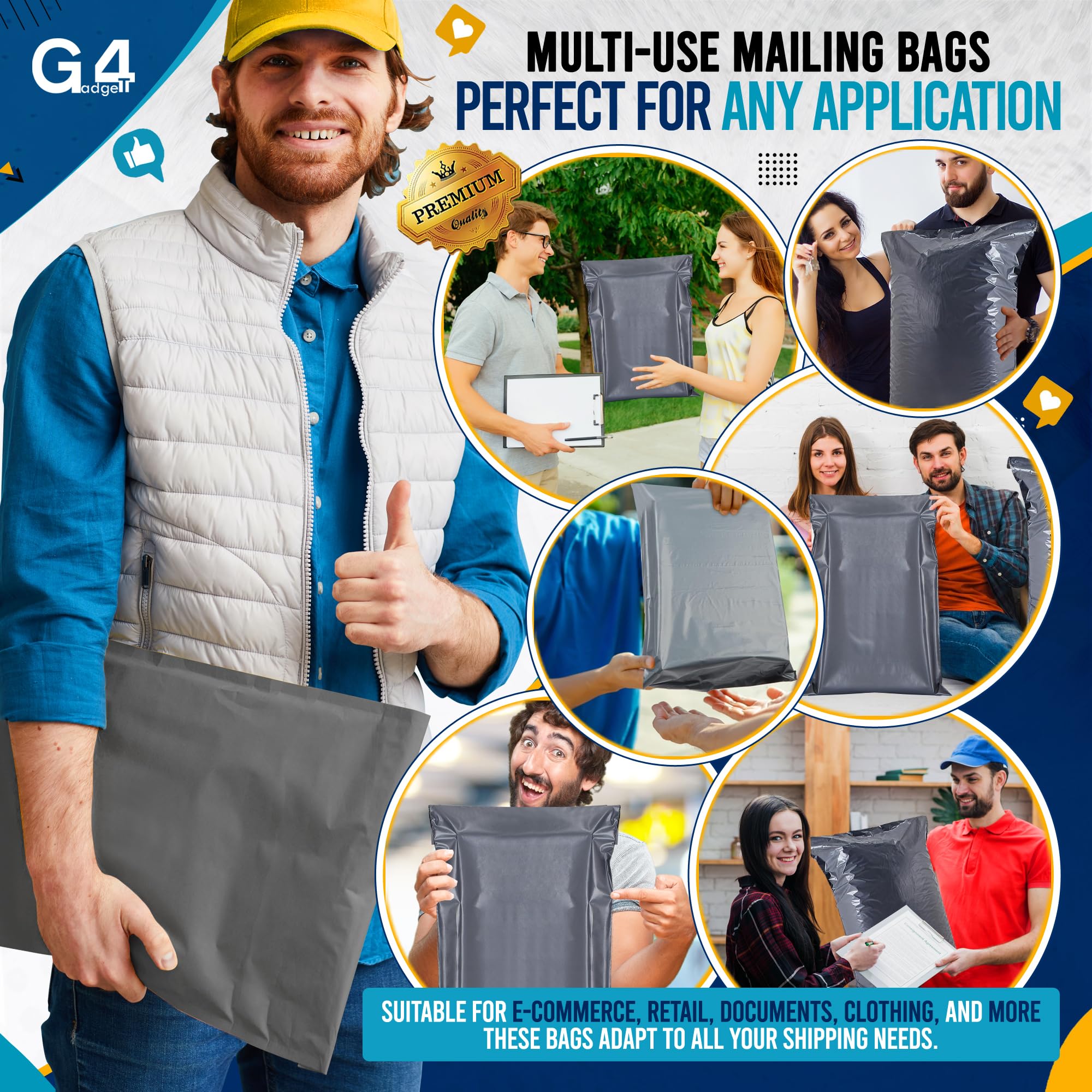 G4GADGET Large Grey Box Mailers - 25 Pack | 17 x 24 Inches | Strong Plastic Poly Mailers 5