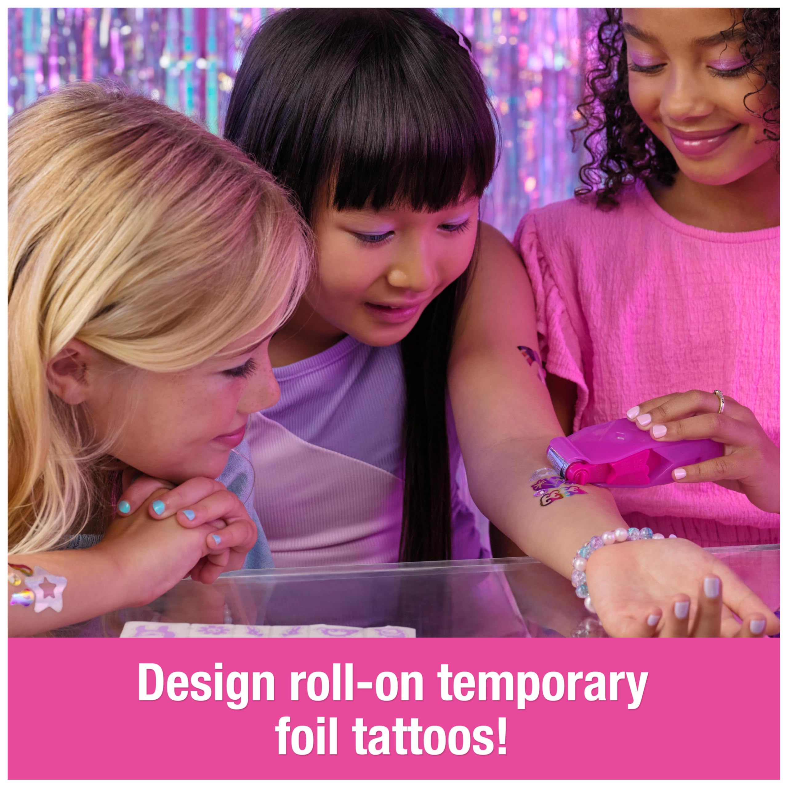 Cool MAKER Shimmer Me Body Art Roller Kit with 135 Metallic Temporary Tattoo Designs for Girls Aged 7+