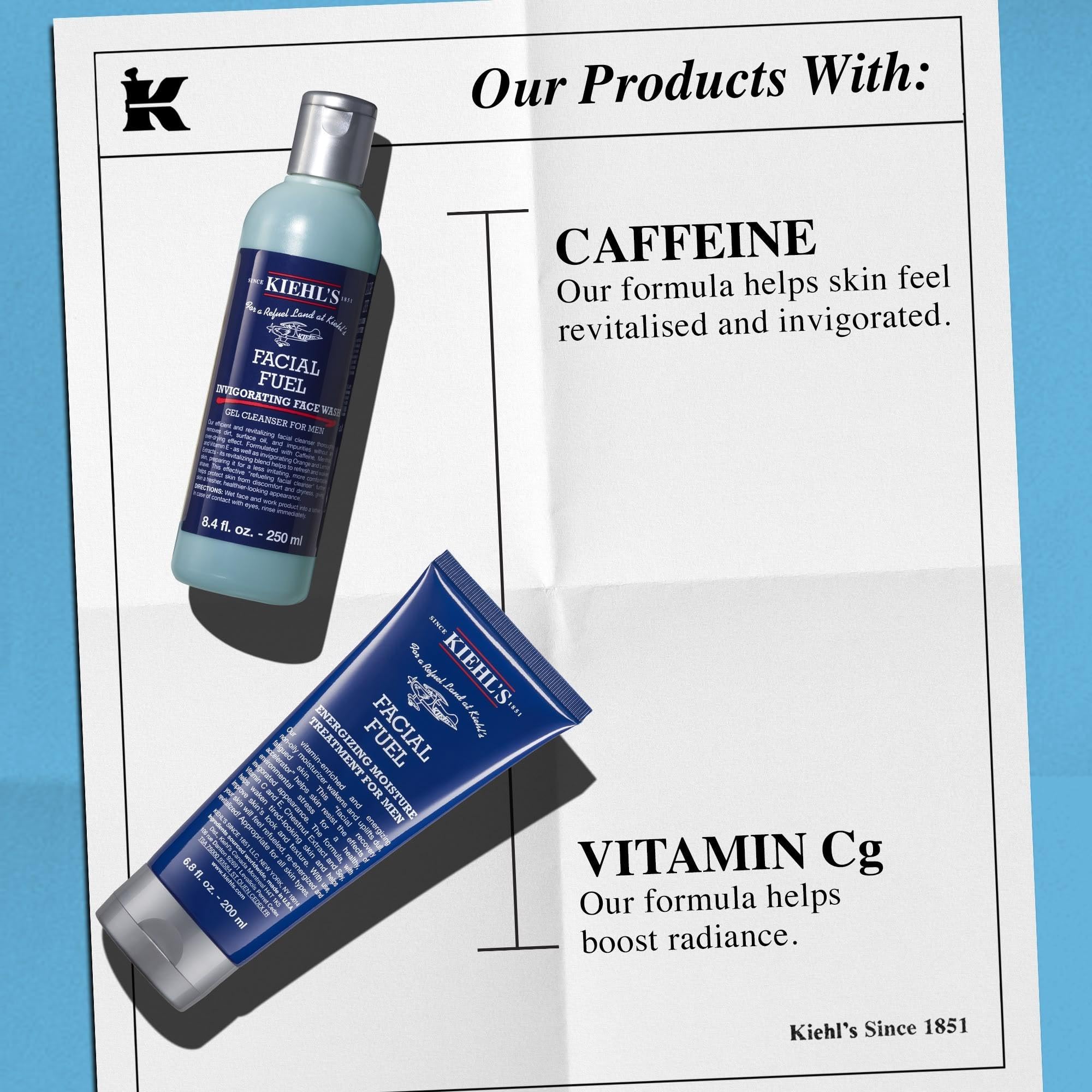 Kiehl's Facial Fuel Gift Set for Men - Energising Face Wash and Moisturiser | 450 ml 3