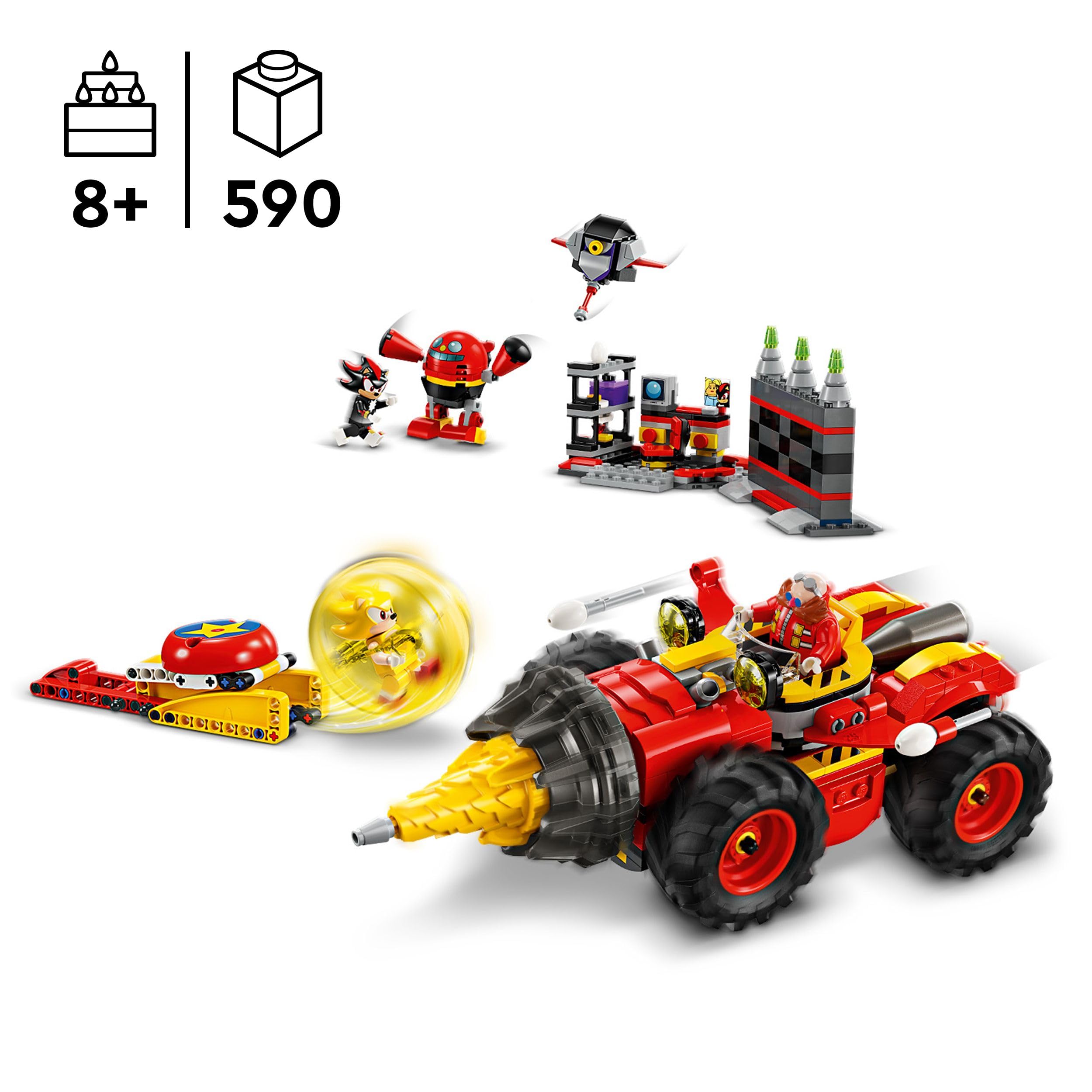 LEGO Sonic the Hedgehog Super Sonic vs. Egg Drillster Playset - Building Toy for Ages 8+ 10
