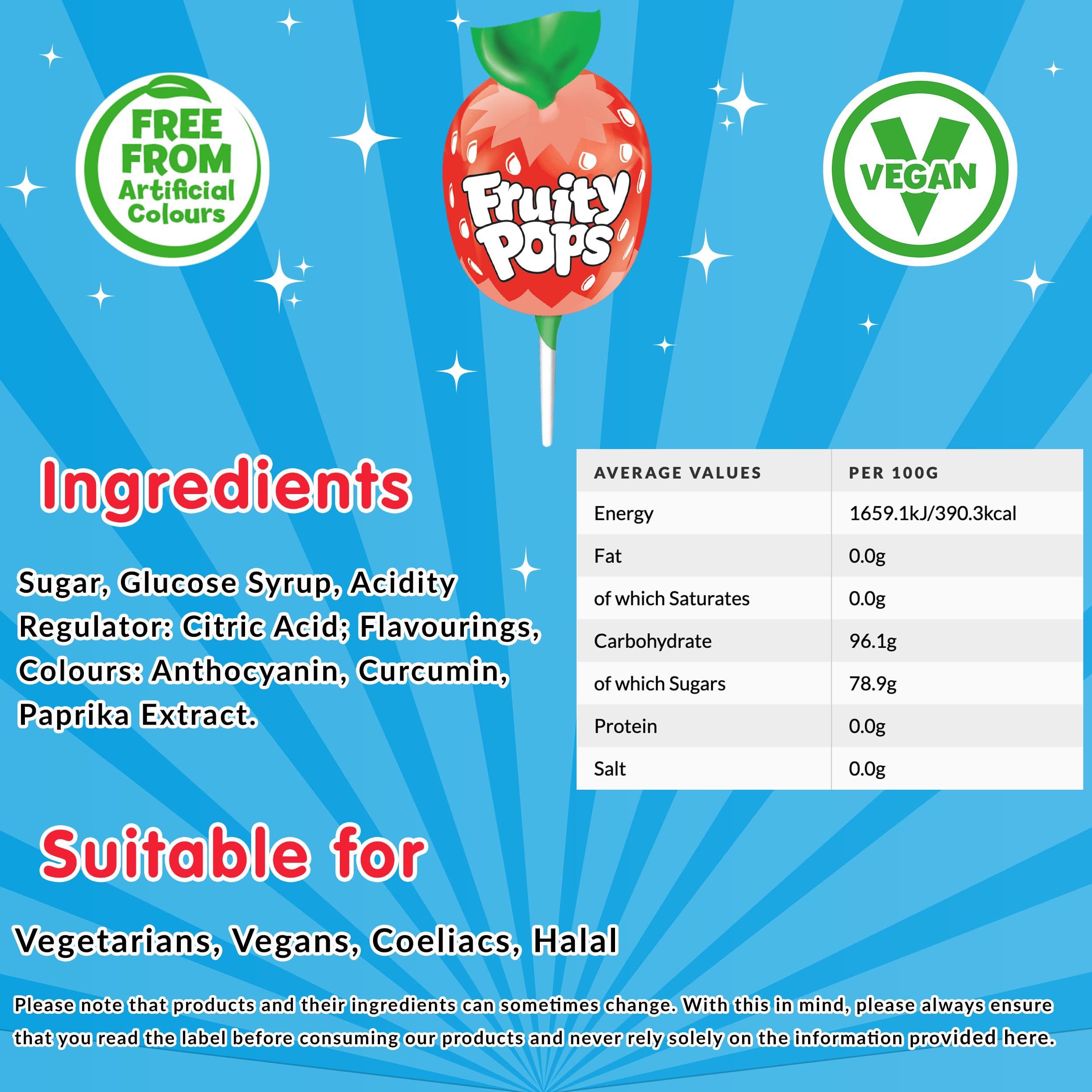 Swizzels Fruity Pops Dispenser Box - 100 Vegan-Friendly Lollipops with Strawberry, Orange, Lemon & Blackcurrant Flavours 5