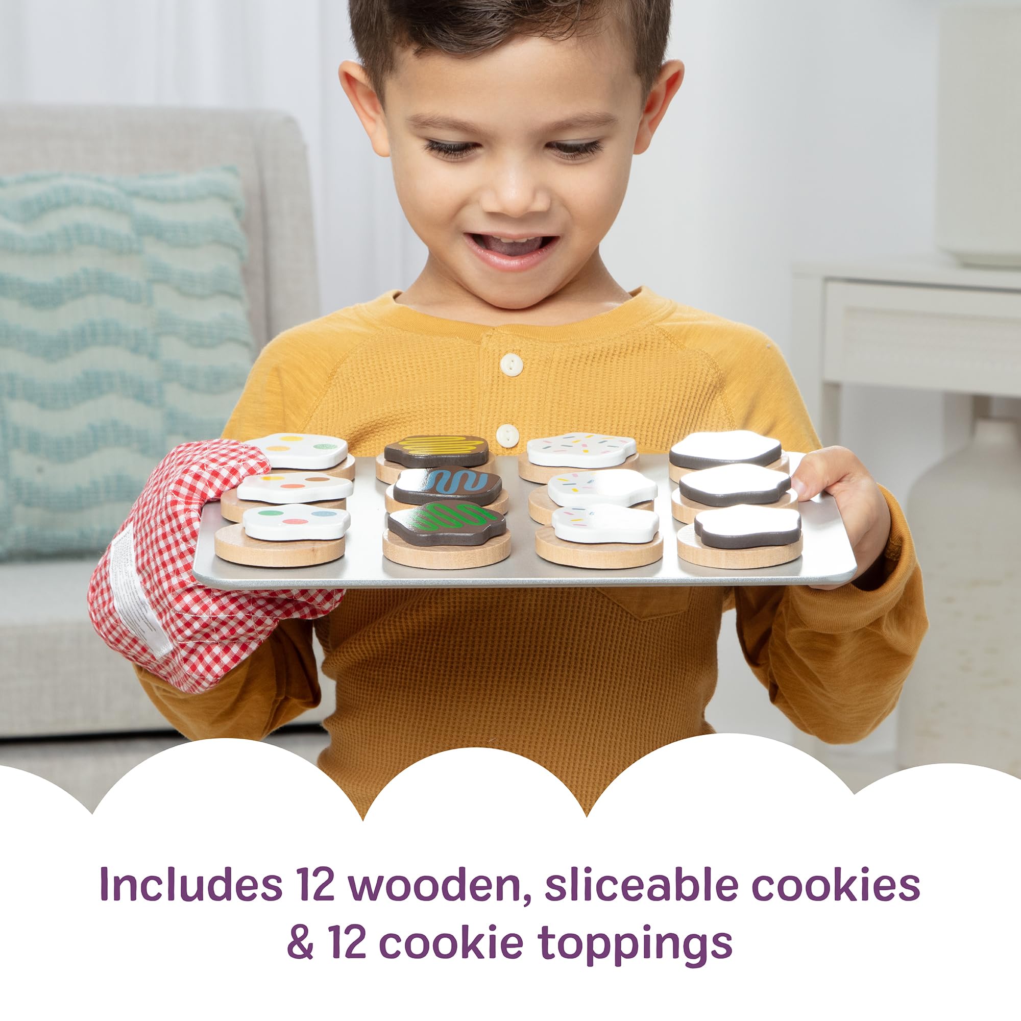 Melissa & Doug Slice and Bake Wooden Cookie Play Food Set | Ages 3-5 | Includes 12 Cookies 4