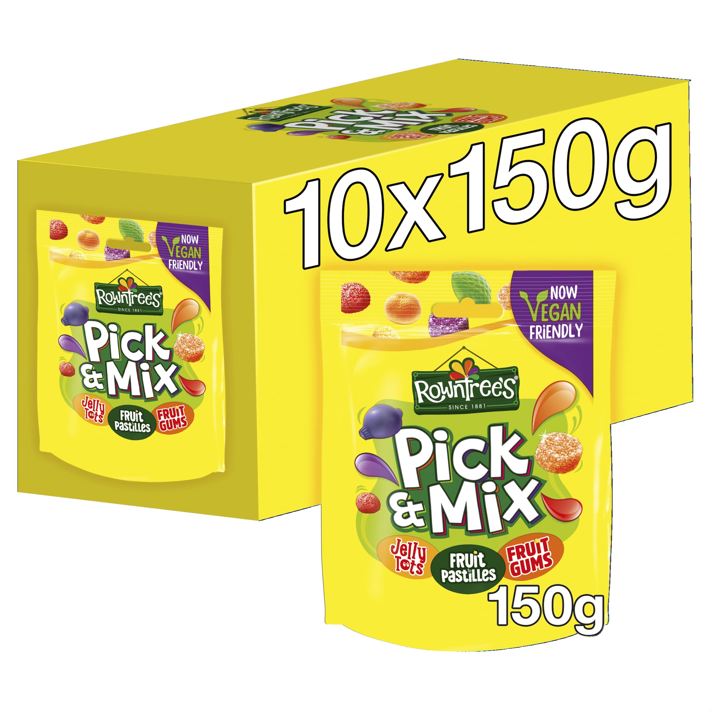 Rowntree's Pick and Mix Vegan Friendly Sweets Sharing Bag 150 g (10er-Pack)
