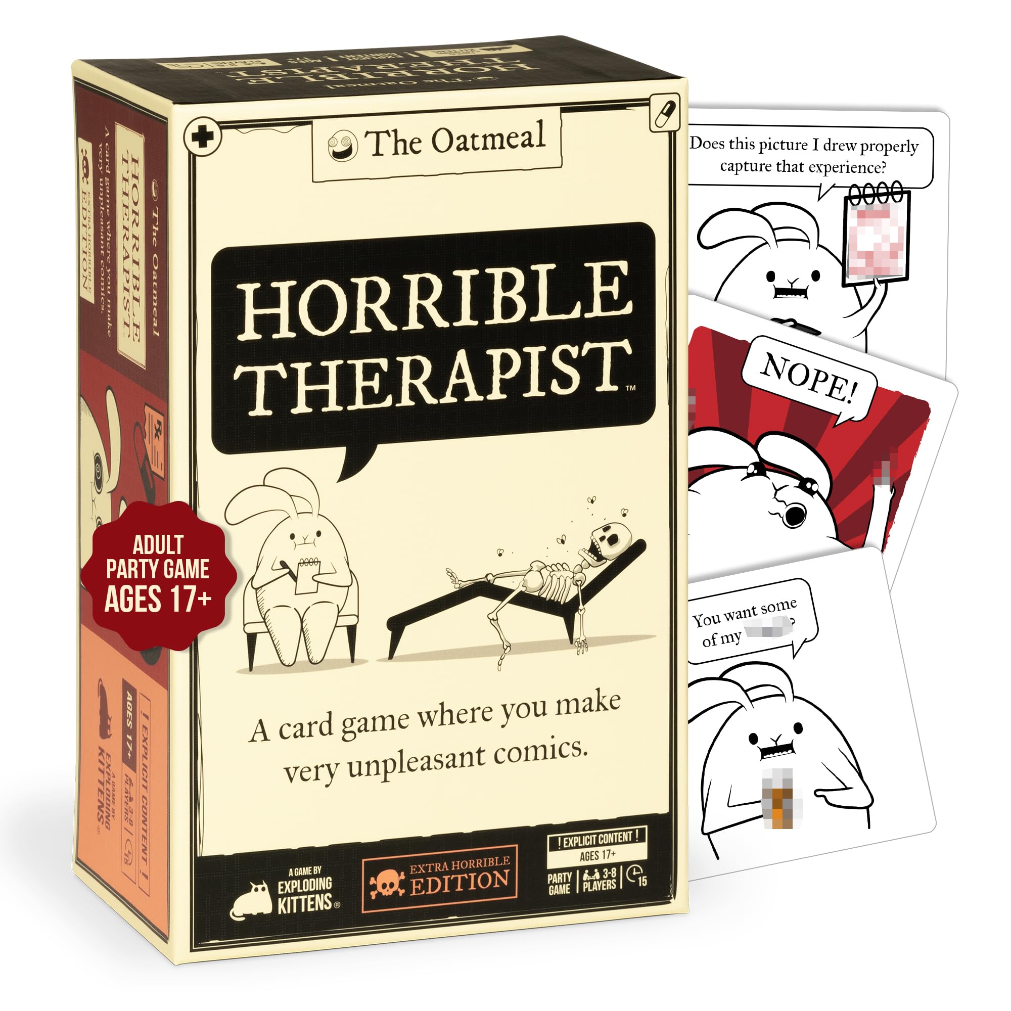 Exploding Kittens Horrible Therapist: Extra Horrible Edition Card Game for 3-8 Players Aged 17+ 1