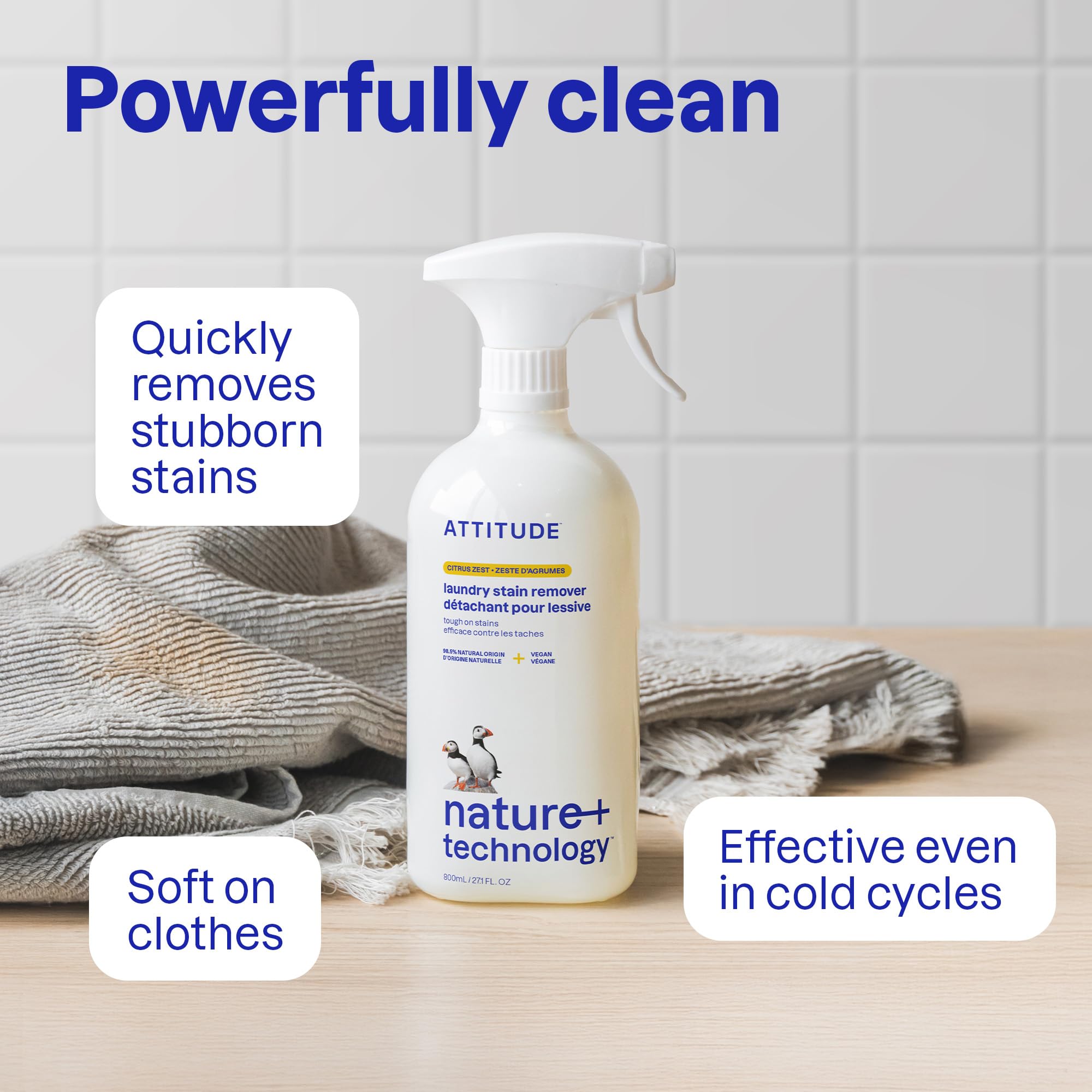 ATTITUDE Laundry Stain Remover - Plant-Based, Citrus Zest Scent, EWG Verified | 800 ml 3