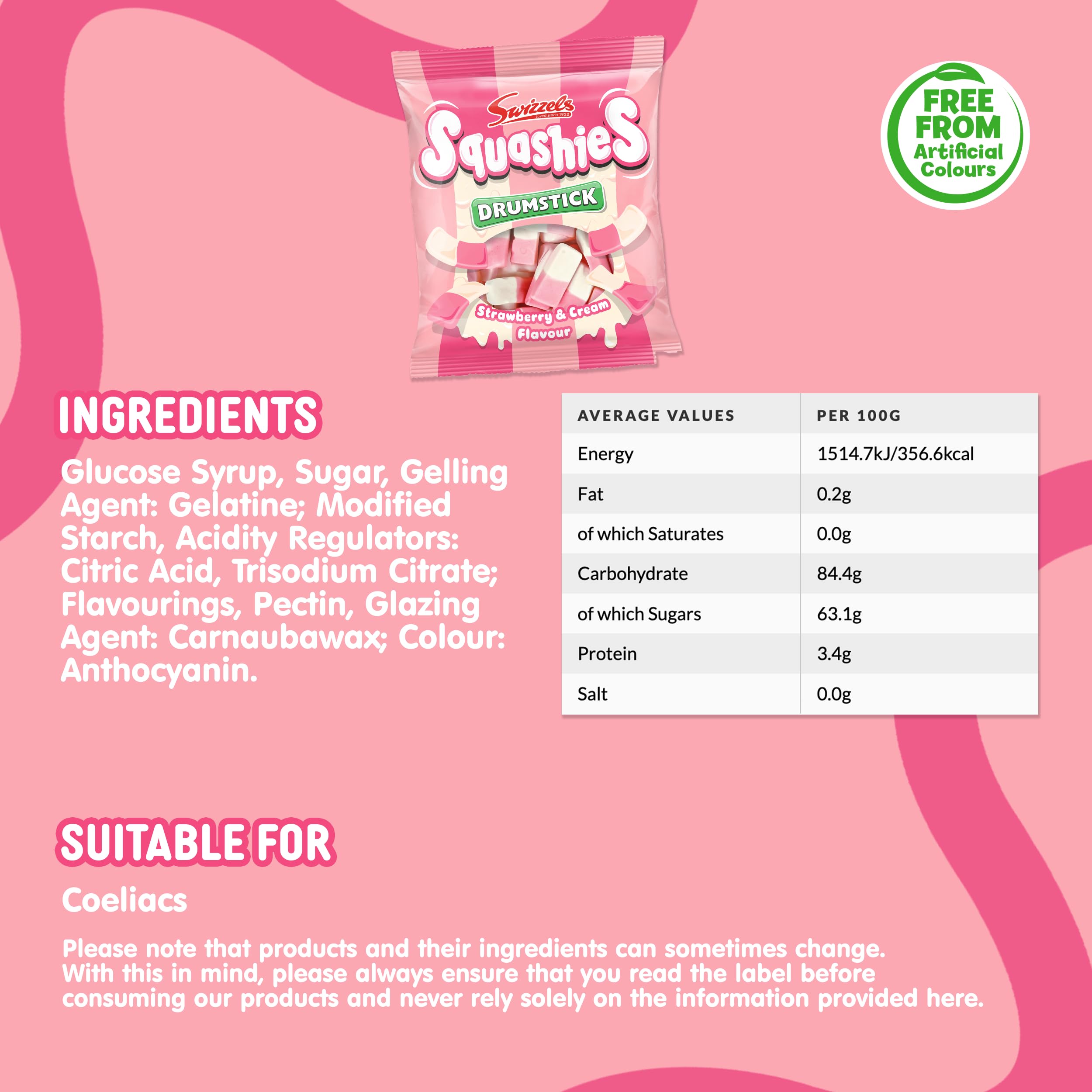 Swizzels Squashies Strawberry and Cream Flavour Sweets | 12 x 140g Bags 5