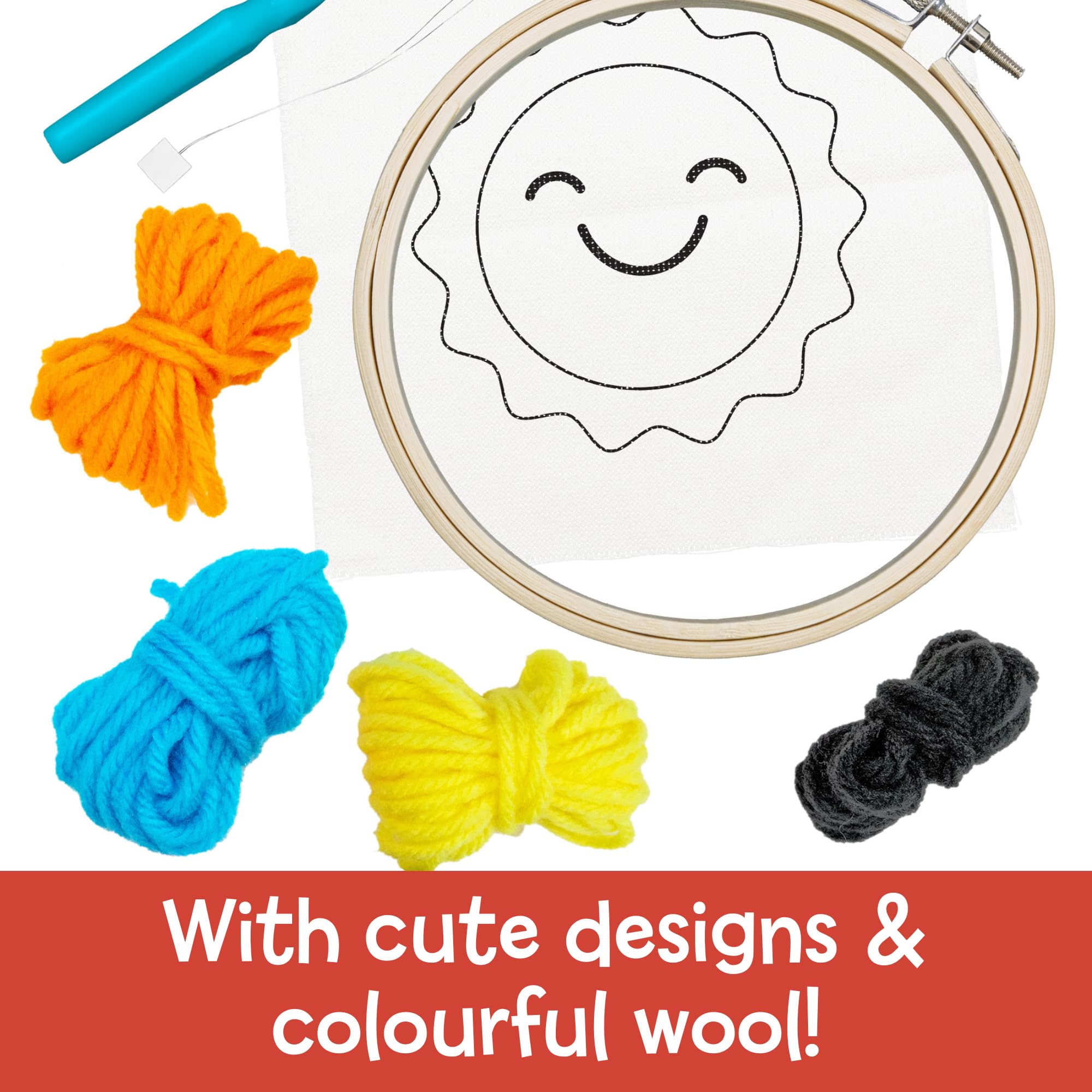 Galt Punch Needle Kit - Kids Craft Kit for Beginners | Ages 8+ | Includes 4 Wool Colors 3