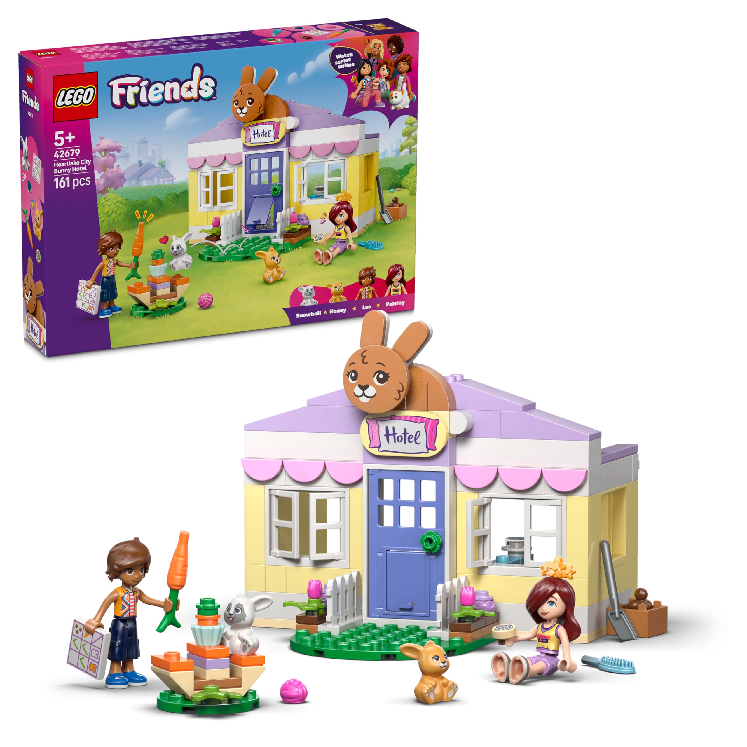 LEGO Friends Heartlake City Bunny Hotel Building Set - 2 Mini Dolls, 2 Animal Figures, Ages 5+