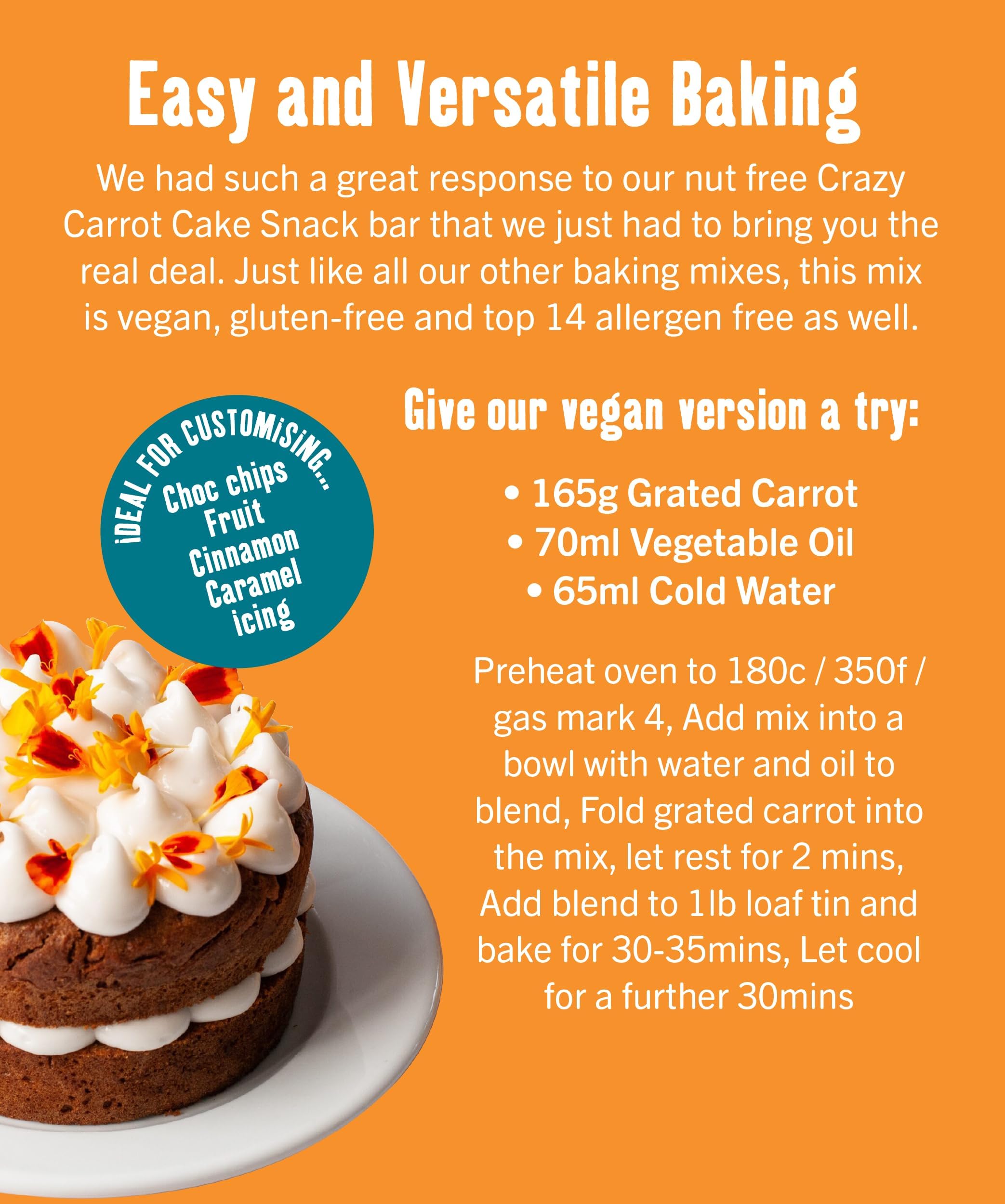Creative Nature Gluten Free Carrot Cake Mix | Vegan & Free From Top 14 Allergens | 268g 5