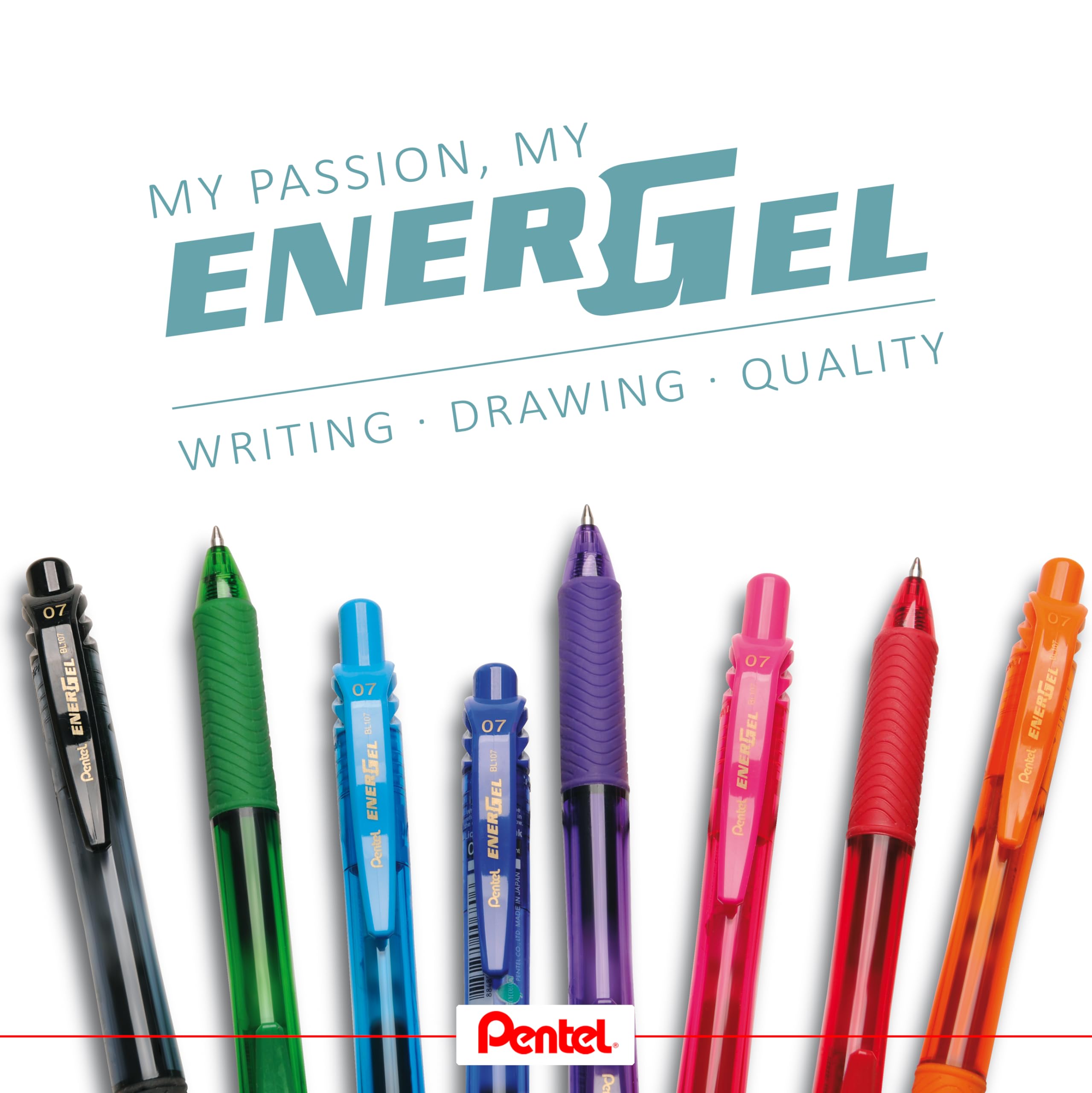 Pentel EnerGel X Gel Ink Rollerball Pen - 0.7mm Medium Tip, Assorted Colors, Pack of 9 | Refillable 6