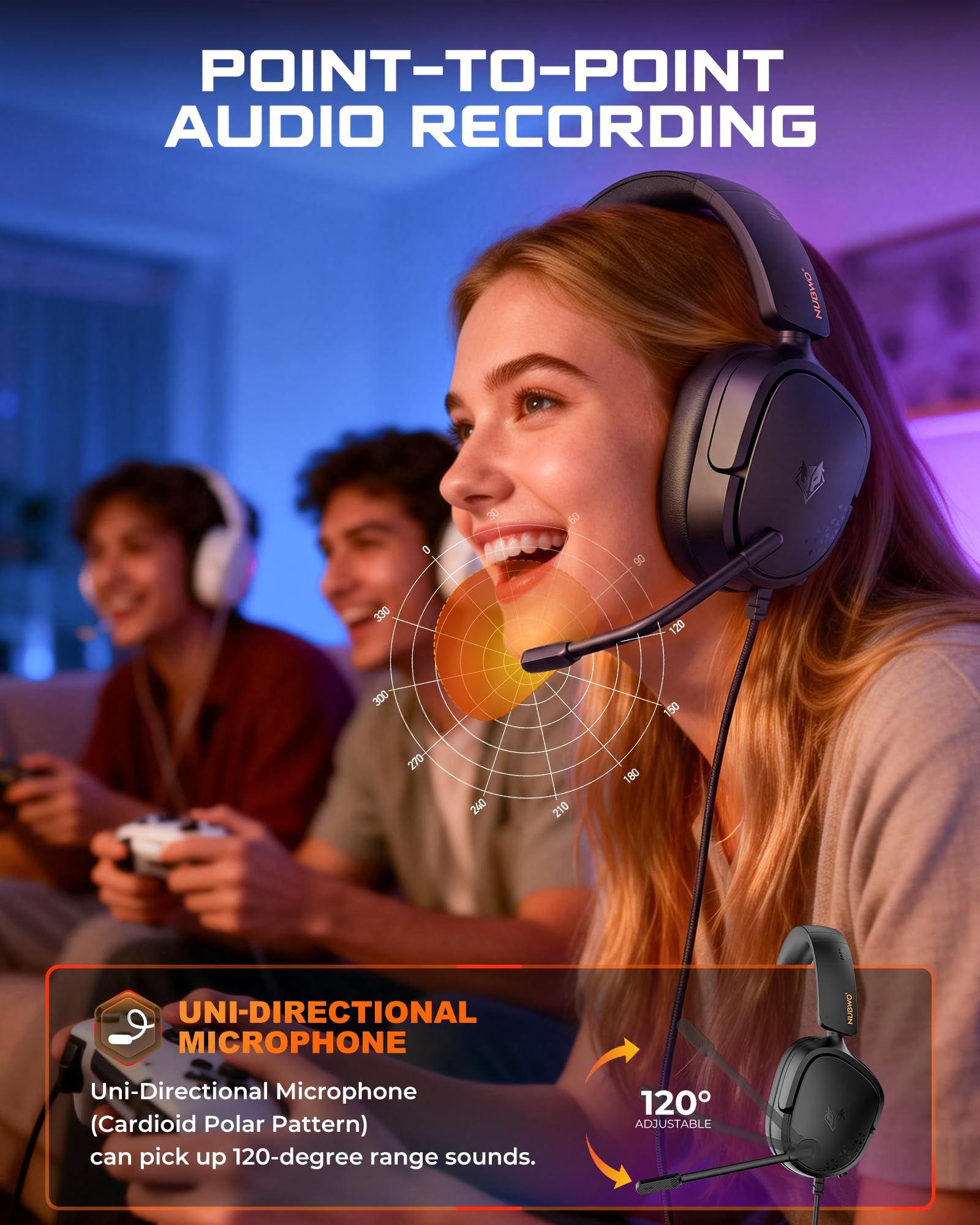NUBWO HG04L Gaming Headset - Hi-Fi Stereo Sound, Clear Mic, Ergonomic Controls | Black 3