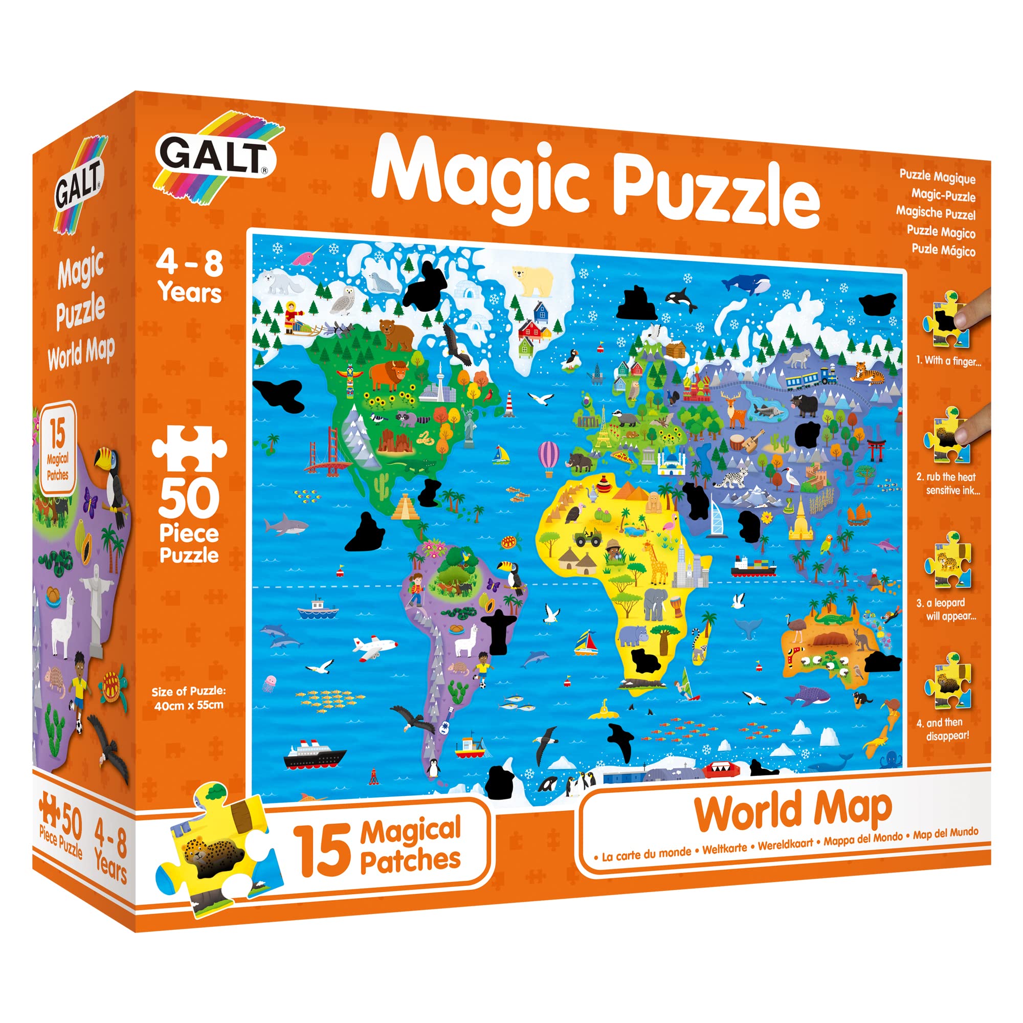 Galt Magic Puzzle - World Map, 50 Piece, Ages 4 to 8 Years Plus