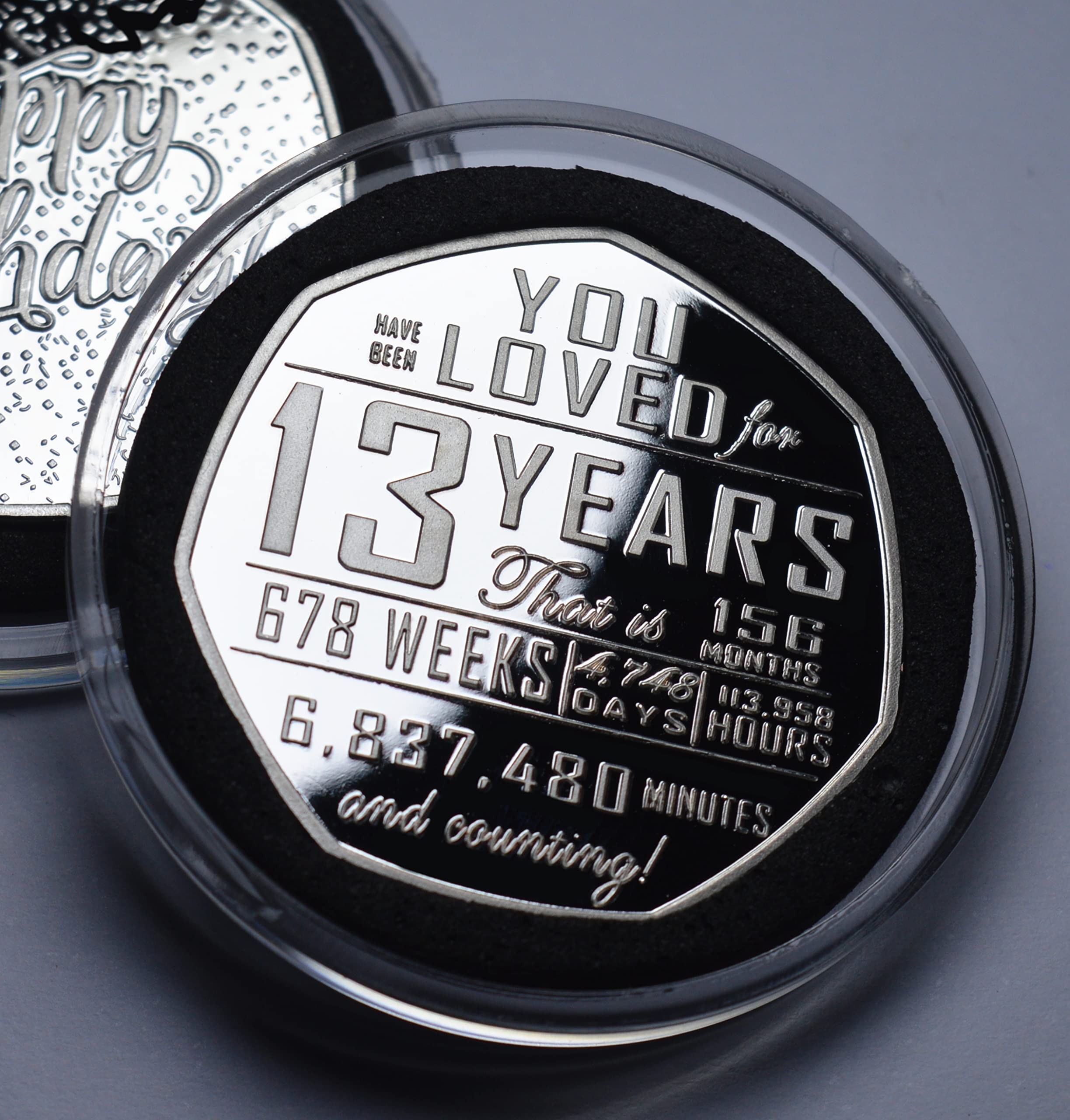 The Commemorative Coin Company 13th Birthday Silver Plated Coin | 8g | 27mm | Proof