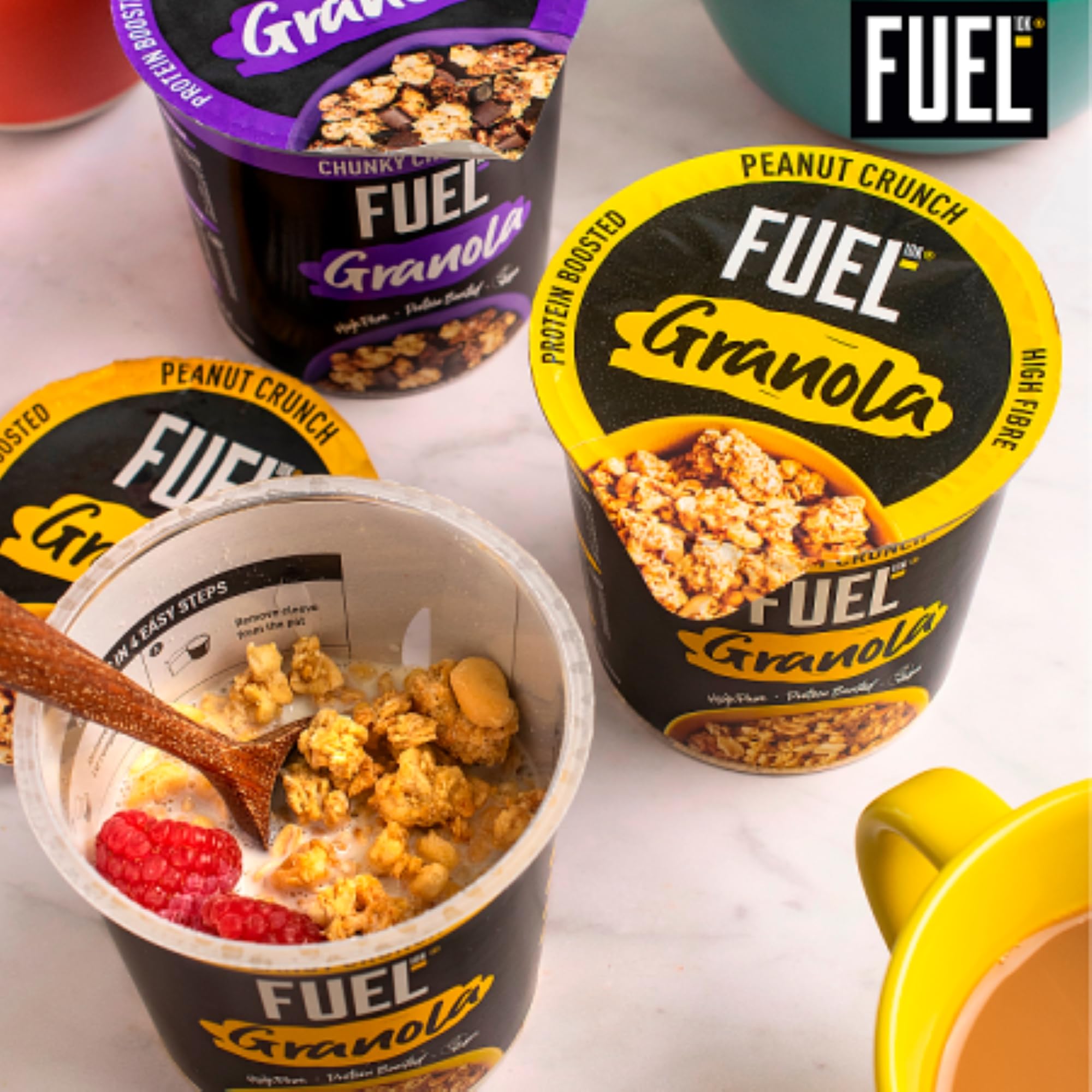 FUEL10K Peanut Crunch Protein Granola Cereal Pot - High Protein, Vegan Friendly | 70g Pot (Pack of 8) 3