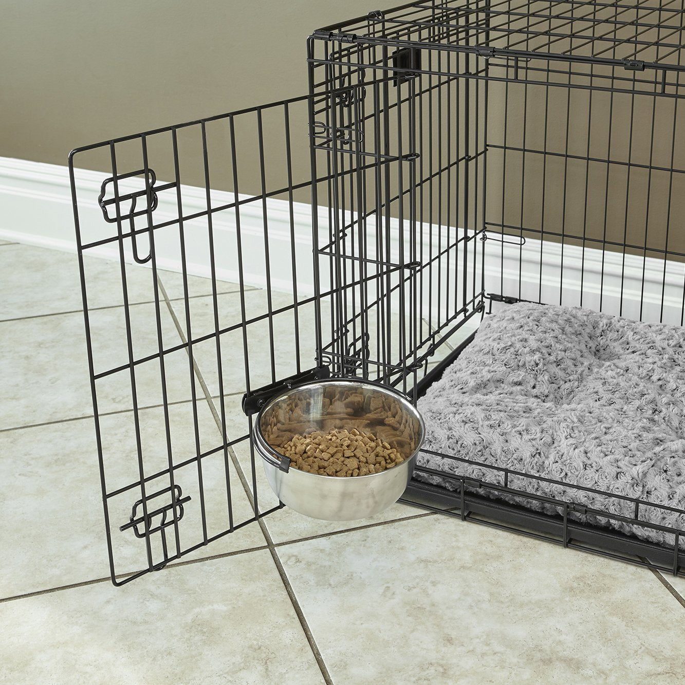 MidWest Homes for Pets Snap'y Fit Stainless Steel Crate Bowl - 2L Capacity | Rust Resistant | Dishwasher Safe 3