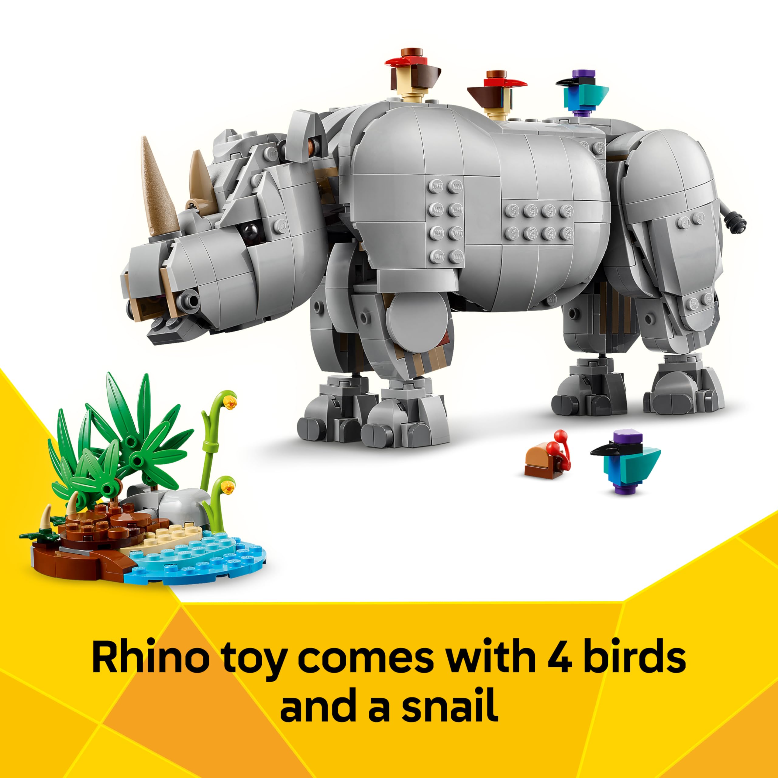 LEGO Creator 3in1 Wild Animals: Majestic Rhino with Birds Building Set | Ages 9+ 7