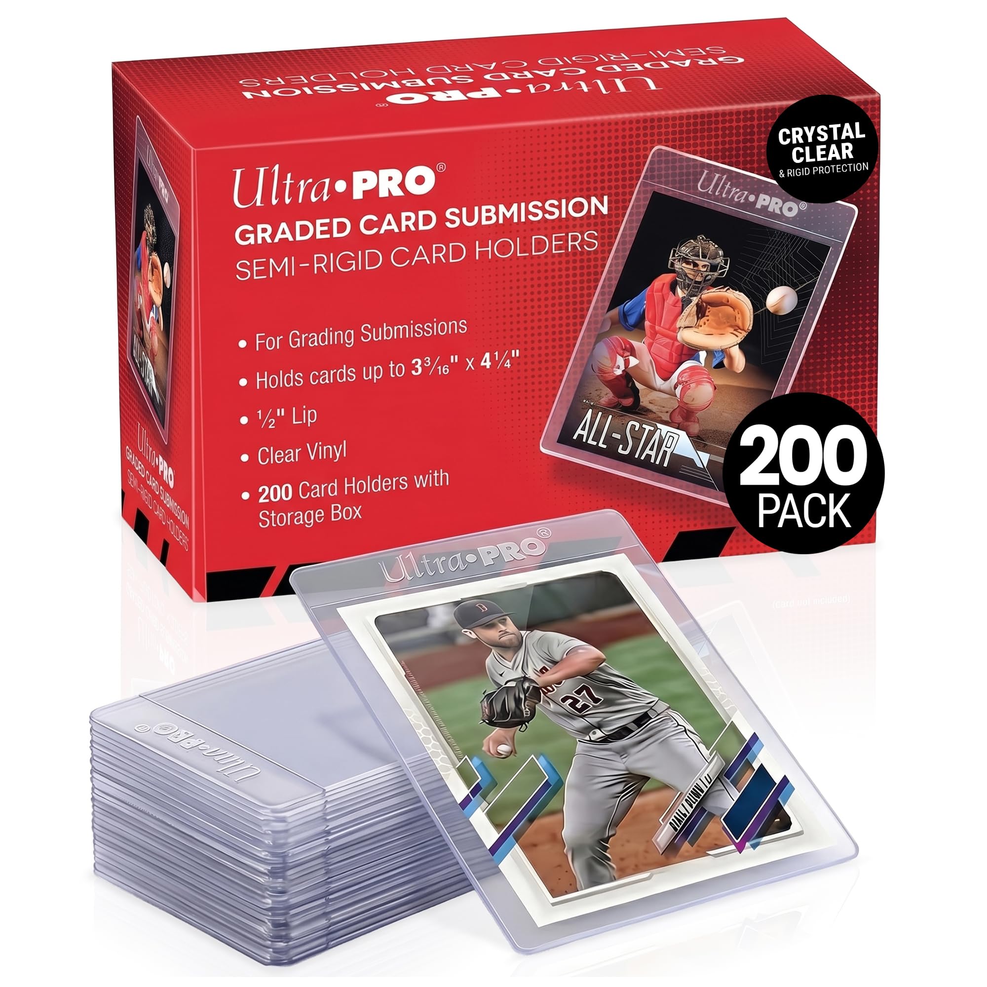 Ultra Pro Semi-Rigid Tall Card Sleeves - 200 Count | Grading Submission Ready | Holds Cards up to 3-3/16" x 4-1/4"