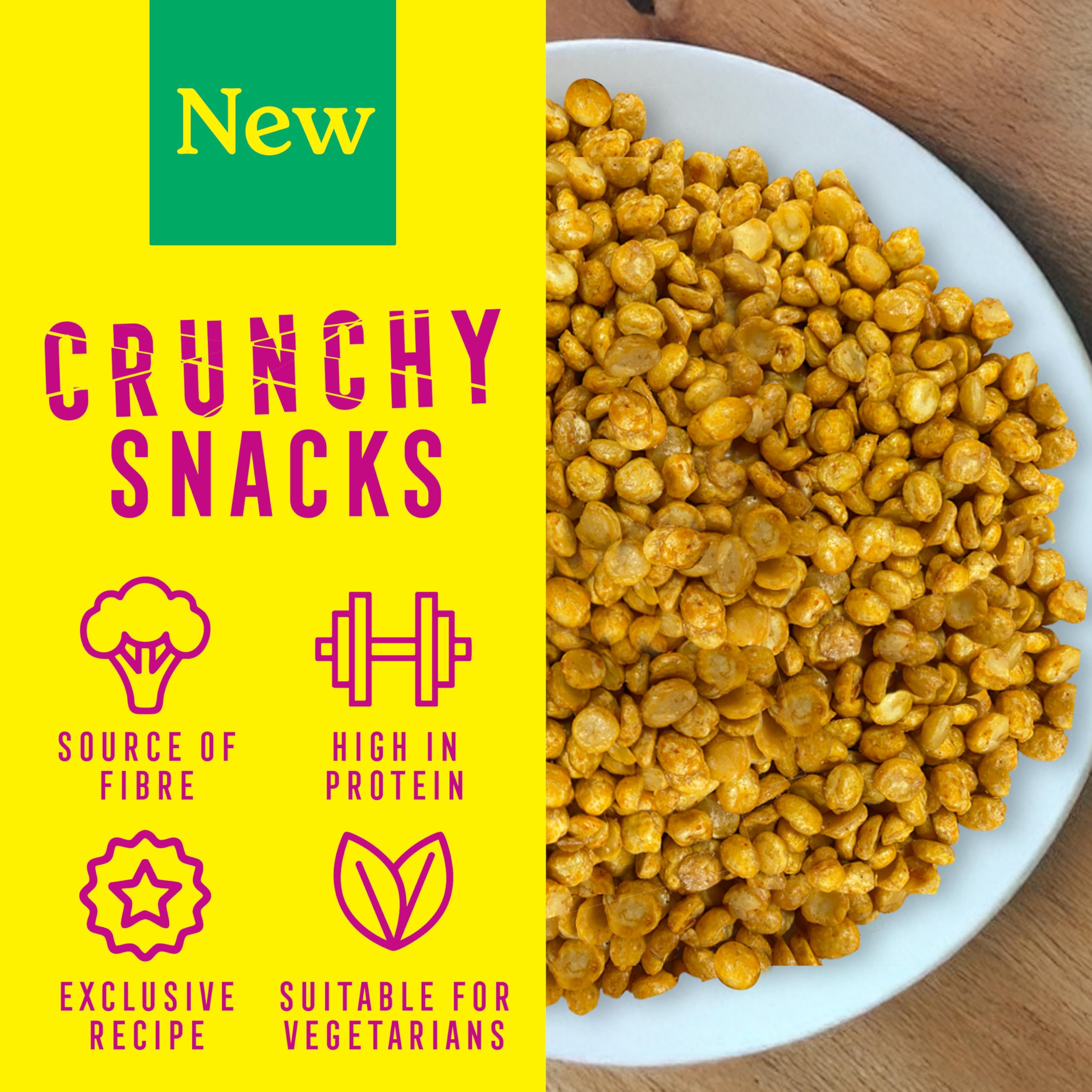 Chana Dal 200g | Rajah Snacks | Knusprig gewürzte Kichererbsen 3