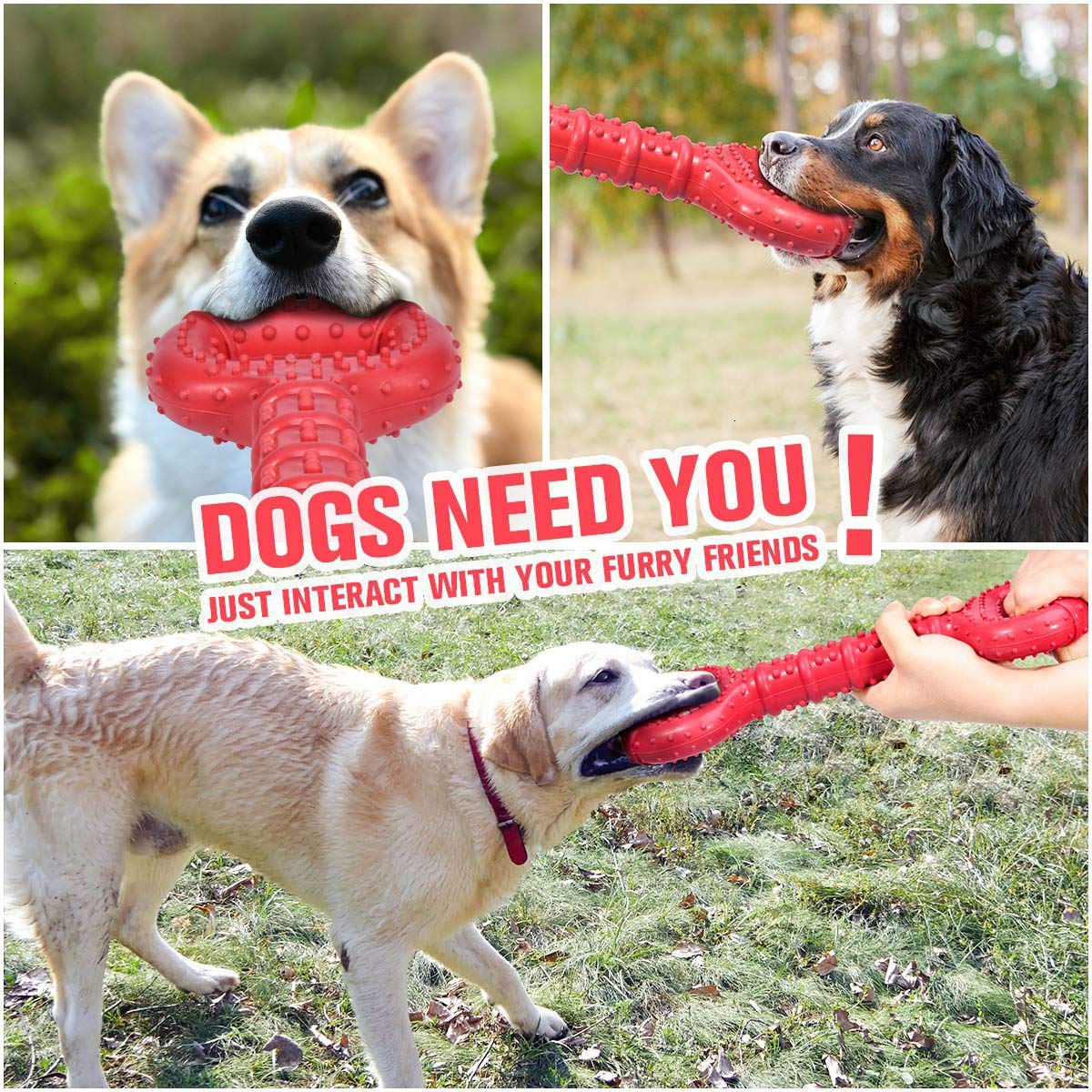 Feeko Large Breed Dog Chew Toy - 15 Inch Indestructible Bone for Dental Health | Natural Rubber | Beef Scent 7