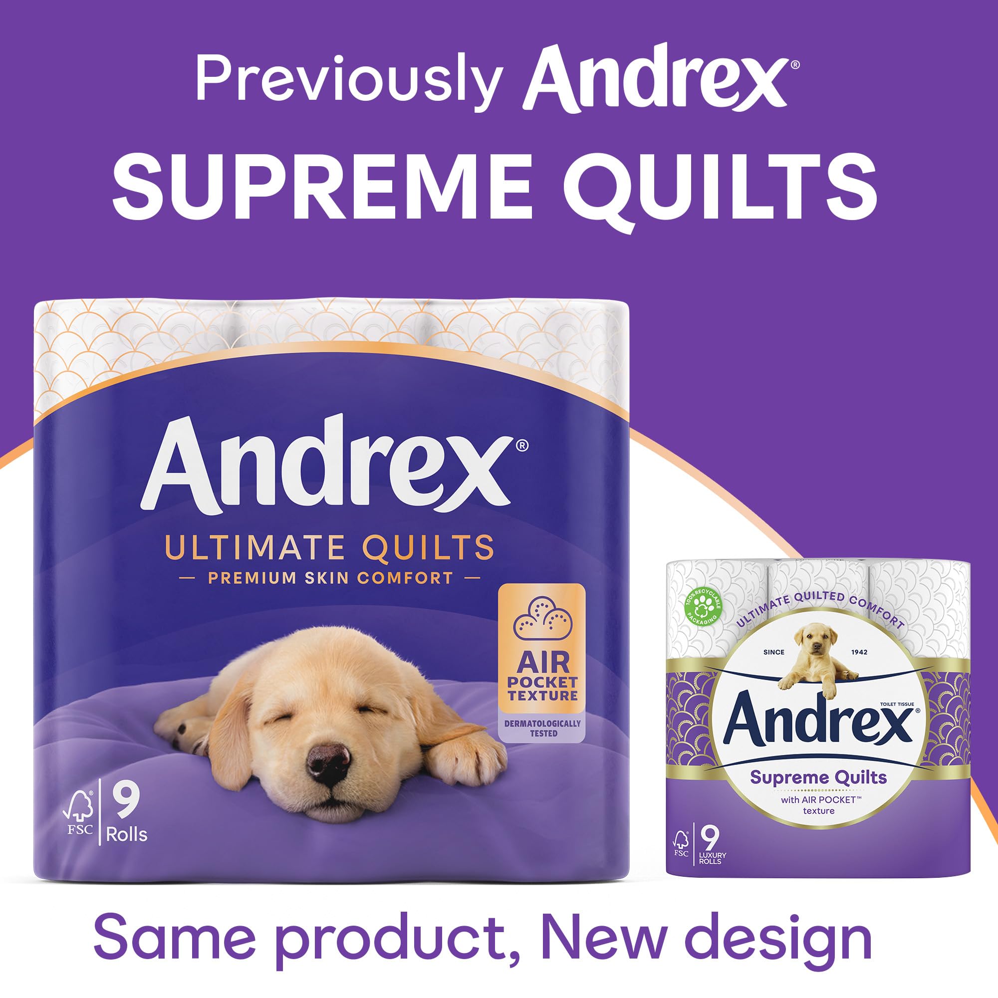 Andrex Ultimate Quilts Toilet Tissue - 9 Mega Rolls, 3-Ply, Unscented 3