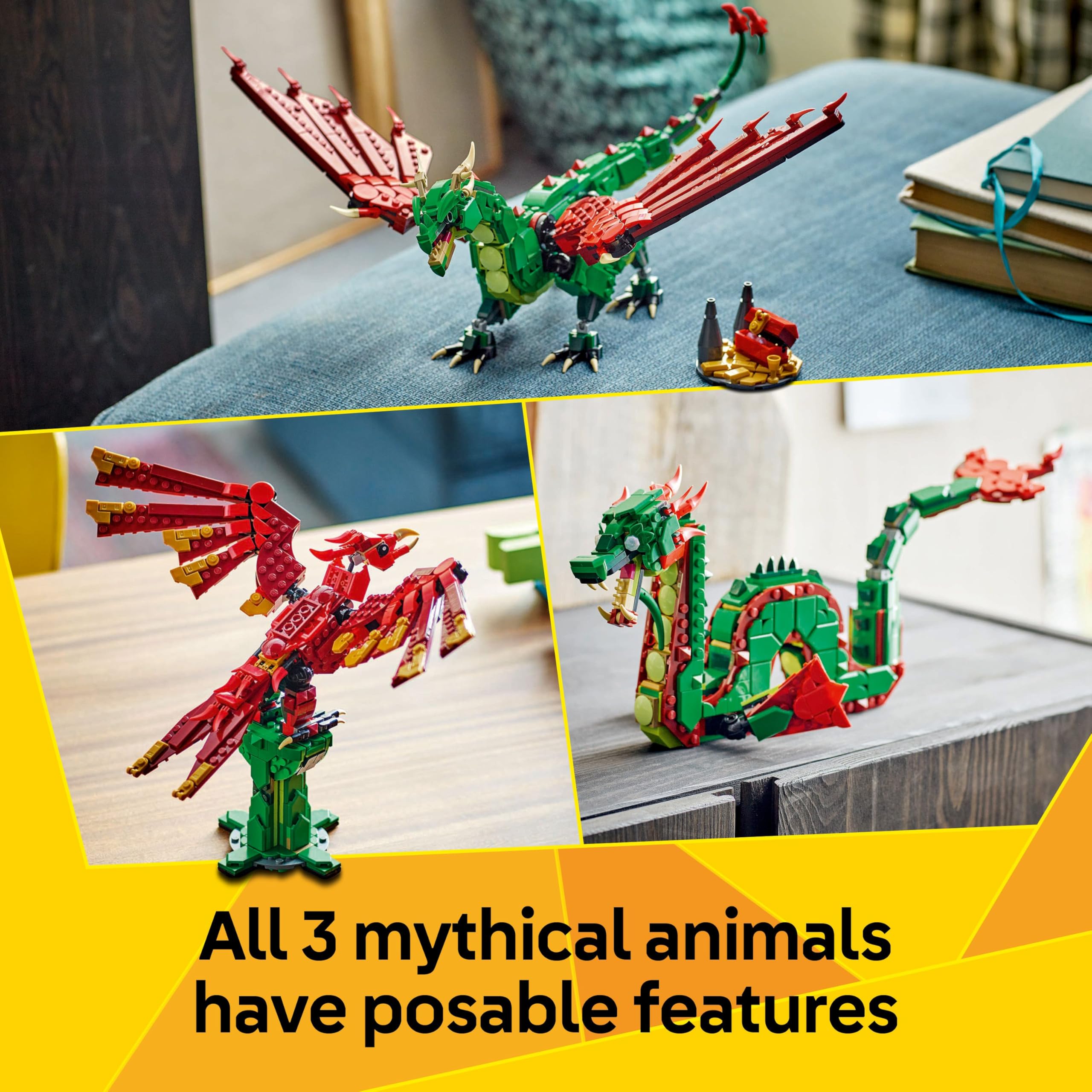 LEGO Creator 3in1 Medieval Dragon Toy (Model 31161) | Rebuilds to Sea Serpent or Phoenix | Ages 9+ 4