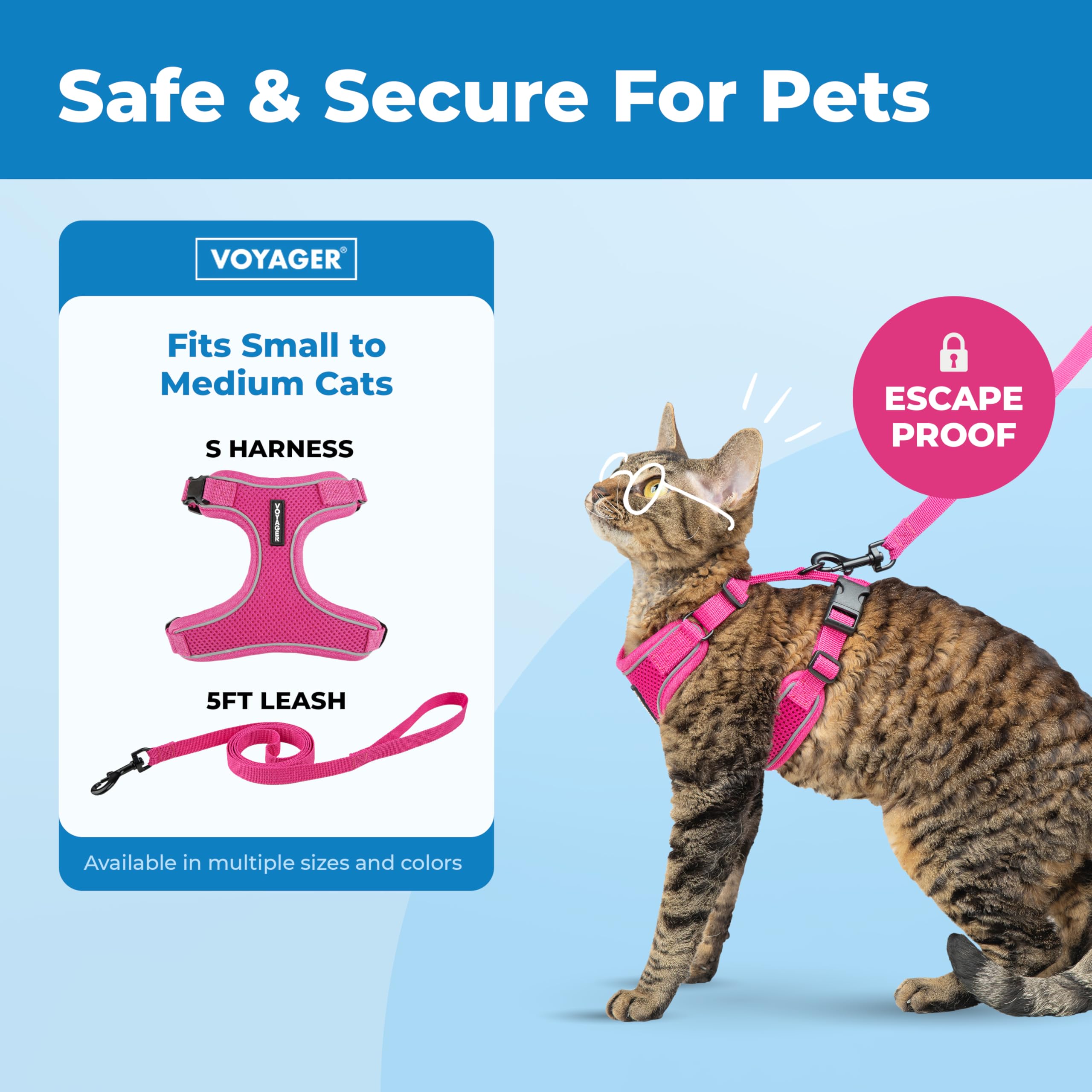Best Pet Supplies Voyager Escape Proof Cat Harness and Leash Set - Reflective Stitching, 5ft Leash, Fuchsia, Size M (Chest: 16.5-19.5') 2