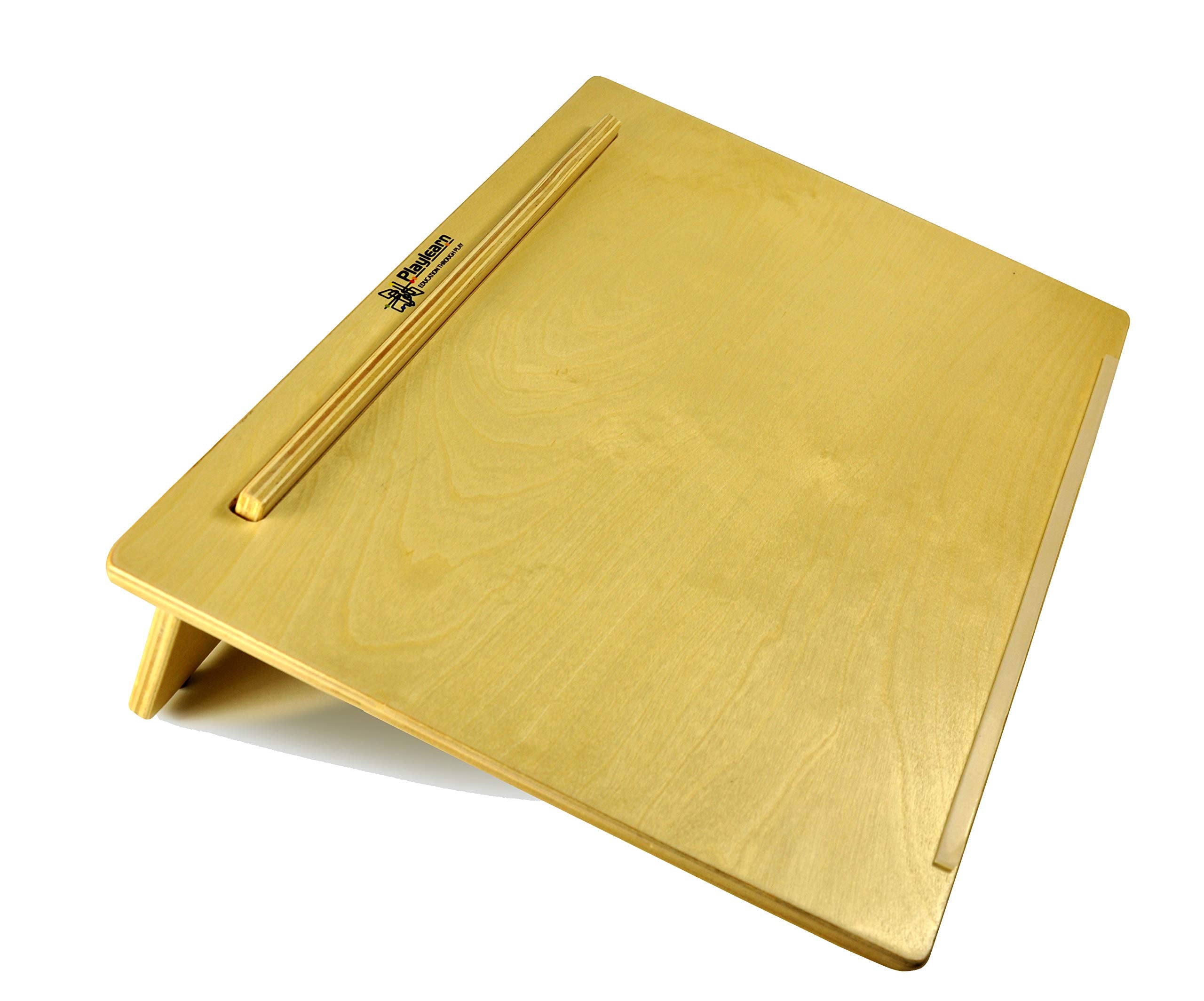 Playlearn Ergonomic Wooden Writing Slope - 20 Degree Angle | Extra Wide 18x14 in | Includes Pen Holder 6