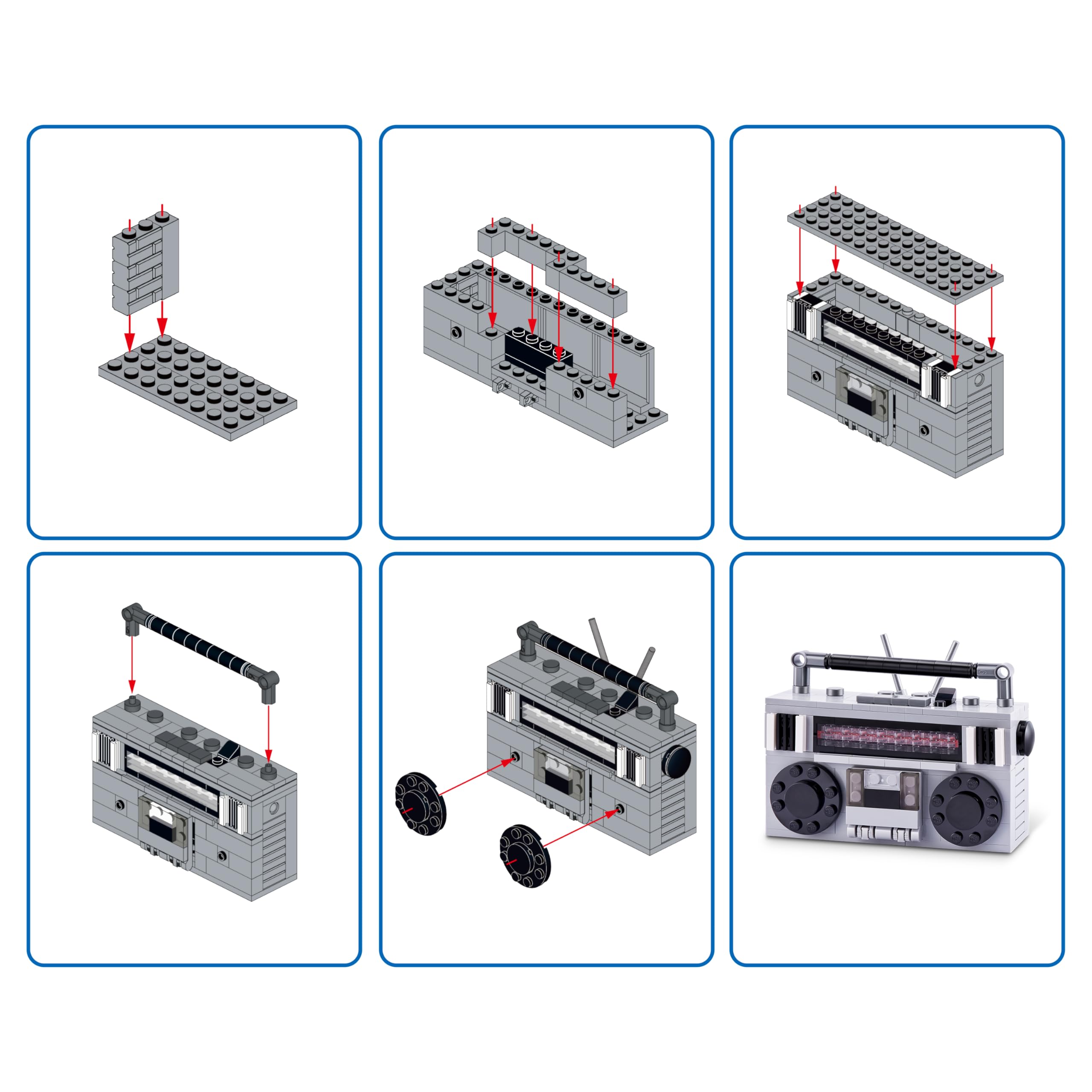 Max Build More MAX Premium Retro Building Bricks (Cassette Radio) - 221 Pieces | Collectible Mini | Ages 3+ 7