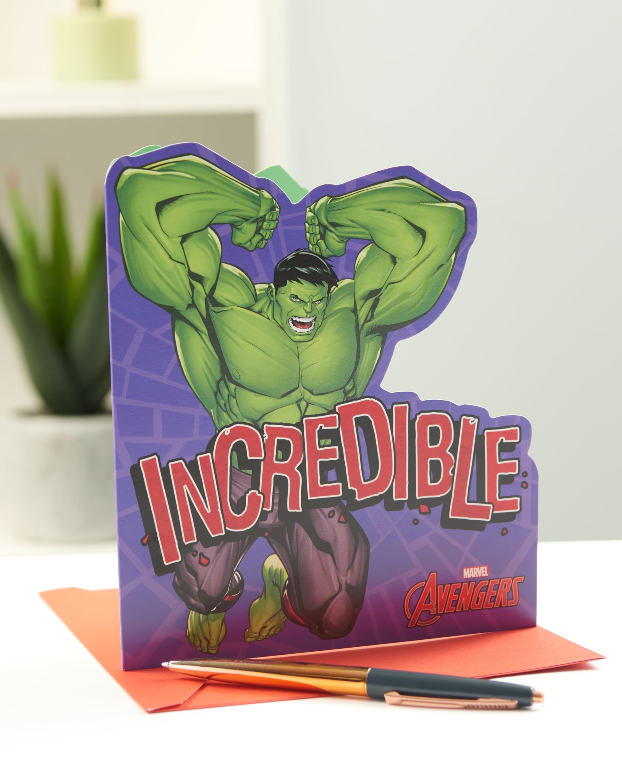 UK Greetings Marvel The Avengers Shaped Hulk Birthday Card for Him/Boy | 165 x 190 mm 3