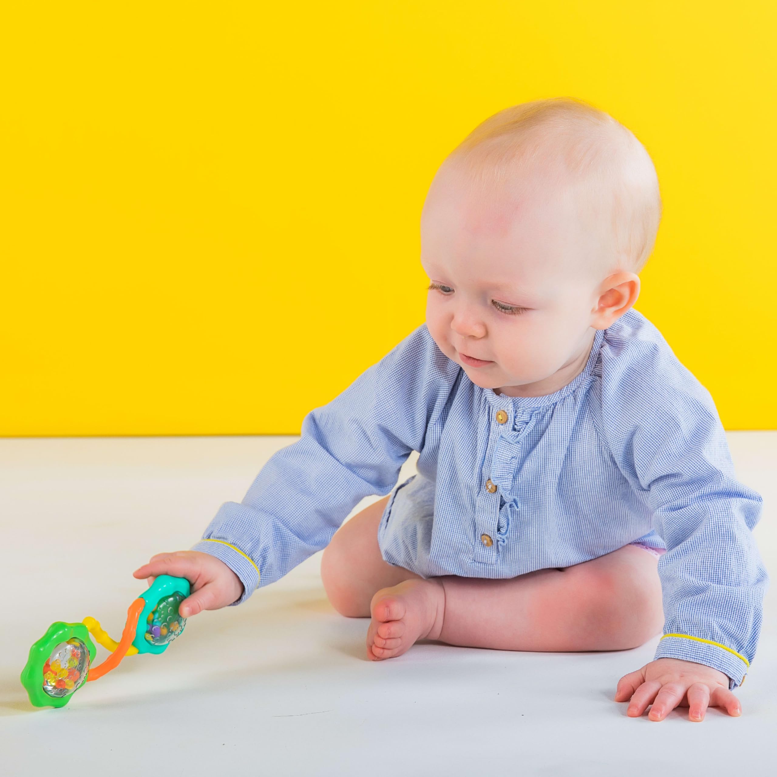 Bright Starts Rattle & Shake Baby Barbell Toy - Green | Ages 3 Months+ 4