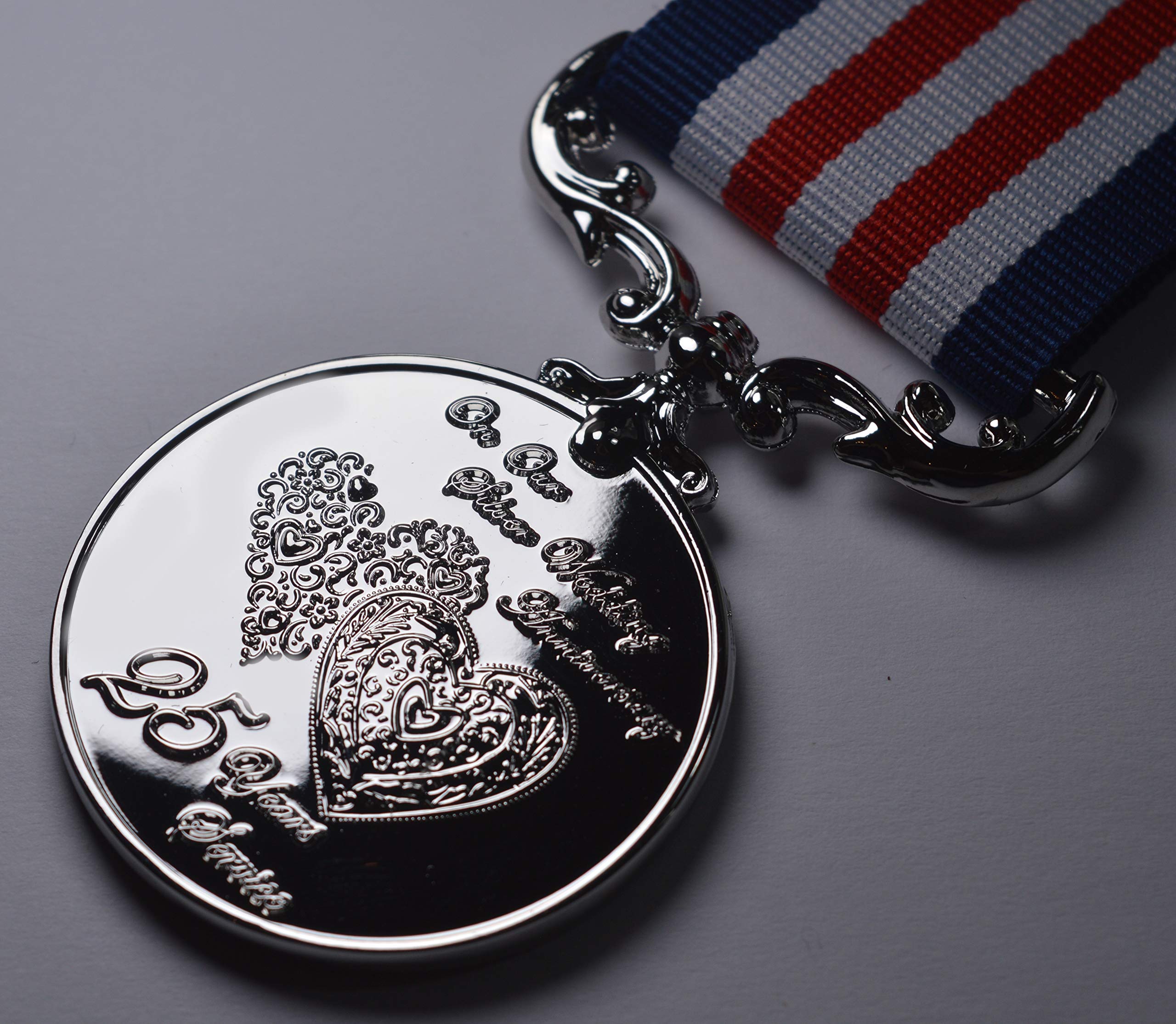 The Commemorative Coin Company 25th Silver Wedding Anniversary Medal - Silver Plated | Full Size Replica 3
