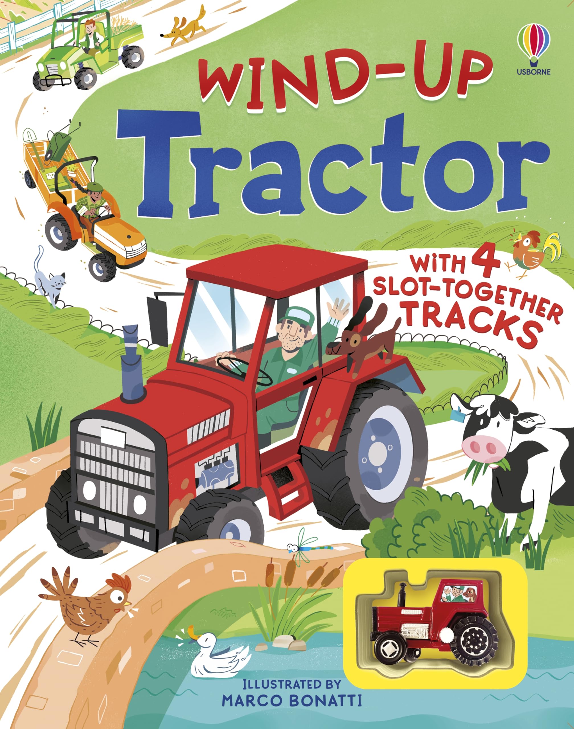 Usborne Wind-up Tractor Board Book | Interactive Farm Play | Ages 3+
