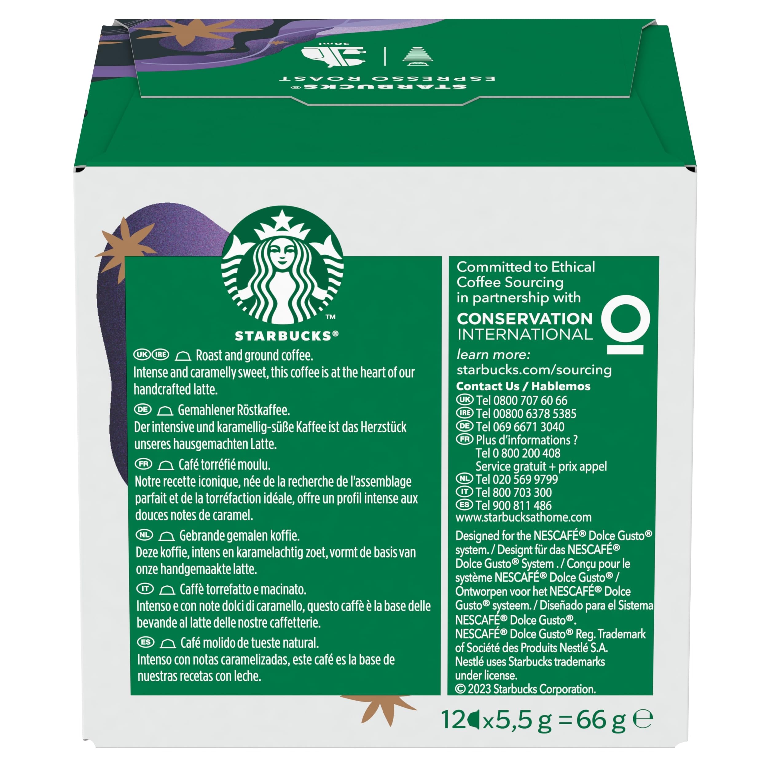 STARBUCKS Espresso Dark Roast Coffee Pods by NESCAFÉ Dolce Gusto - 72 Capsules (6 Boxes) 5